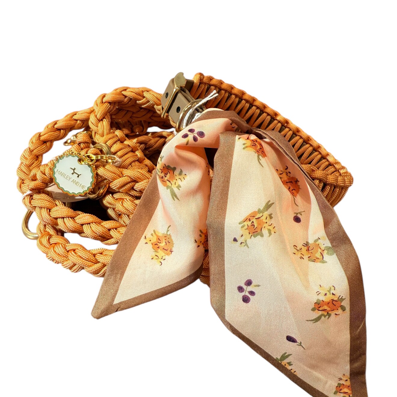 Gevlochten hands-free leiband LA Golden Copper L