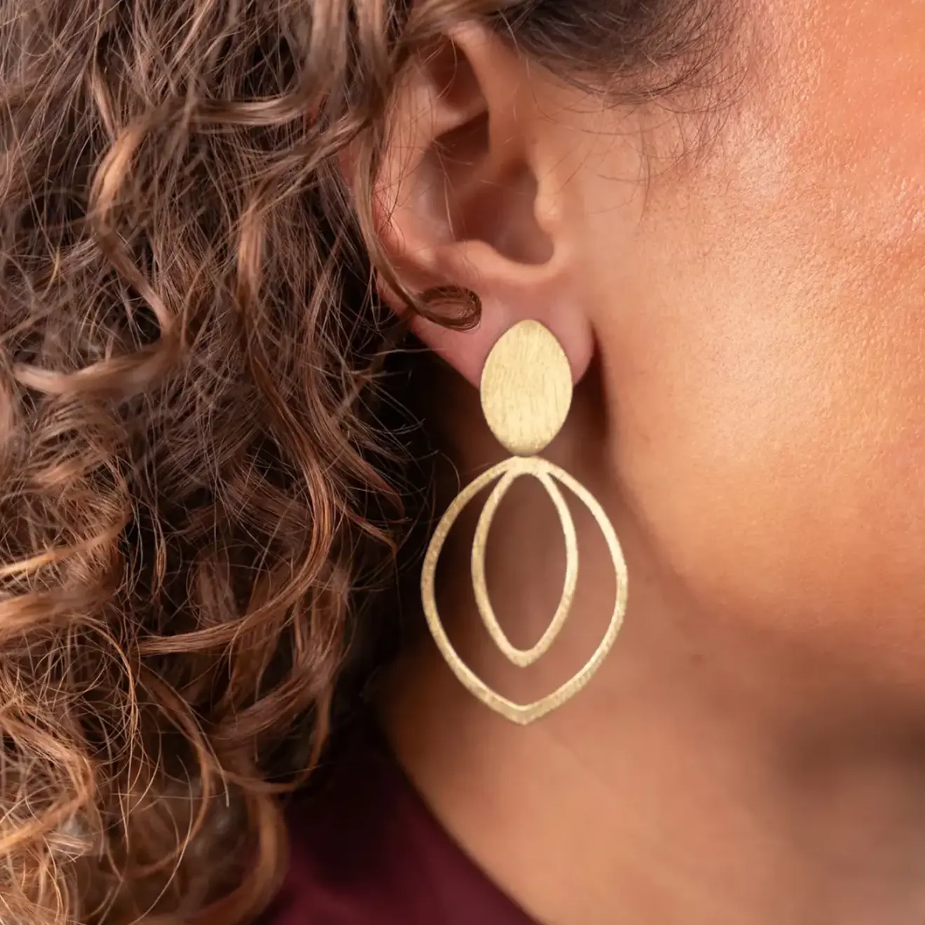 Gouden oorbellen double drop