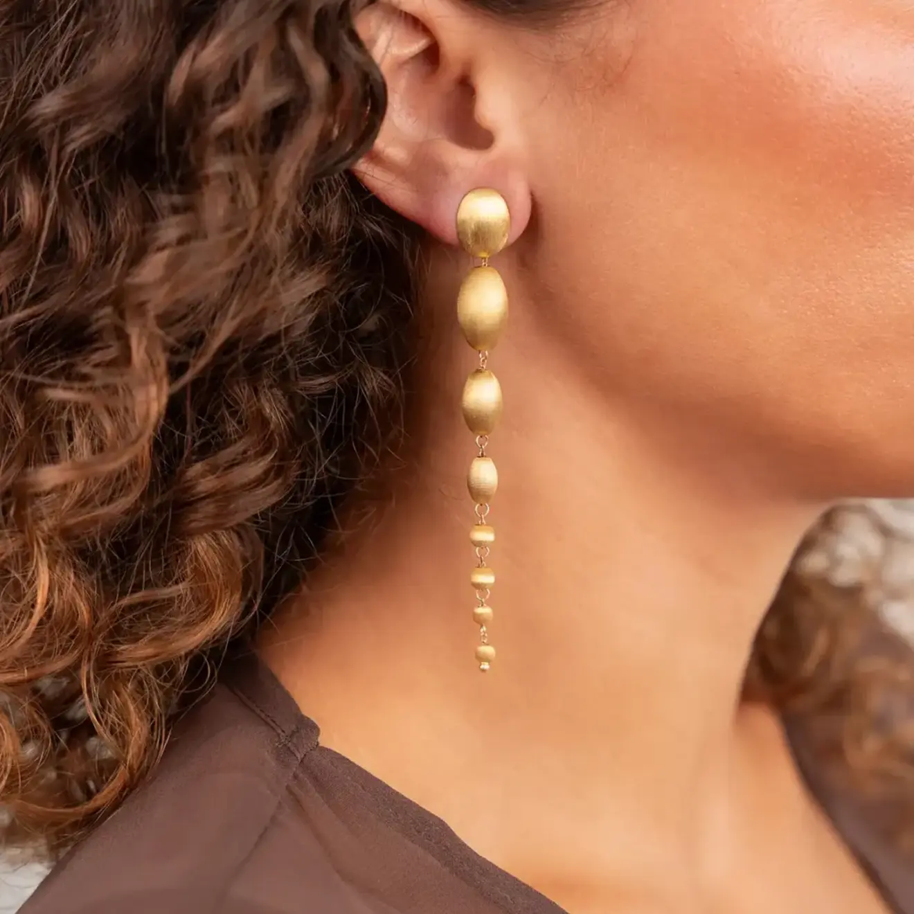 Gouden Oorbellen Waterfall of Stones Large