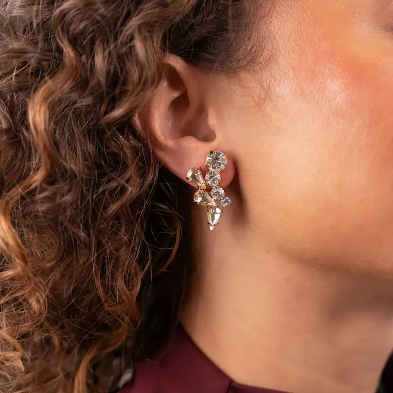 Kristallen Oorbellen Earpin Two Rows Romee