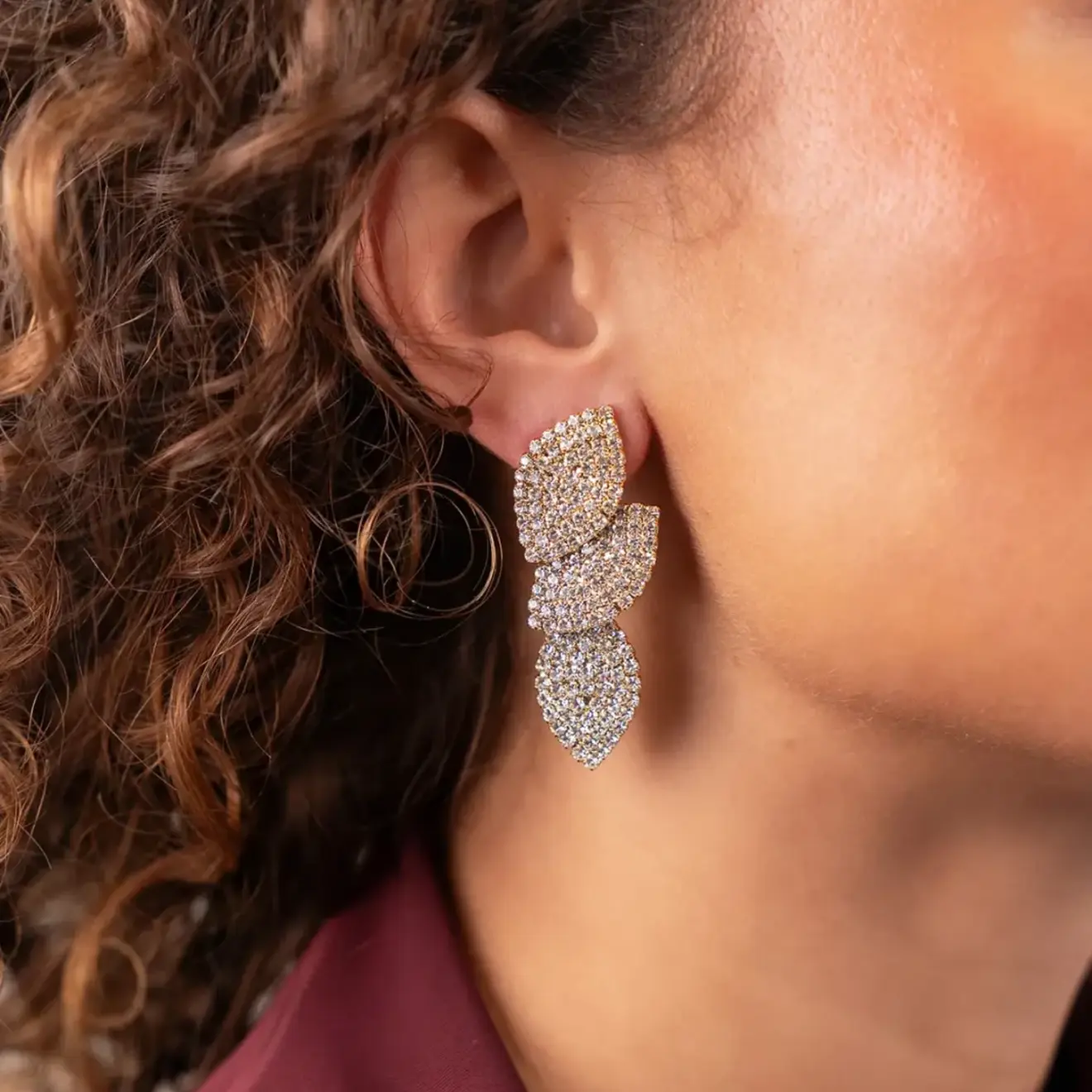 Gouden Oorbellen Triple Leaf Sil