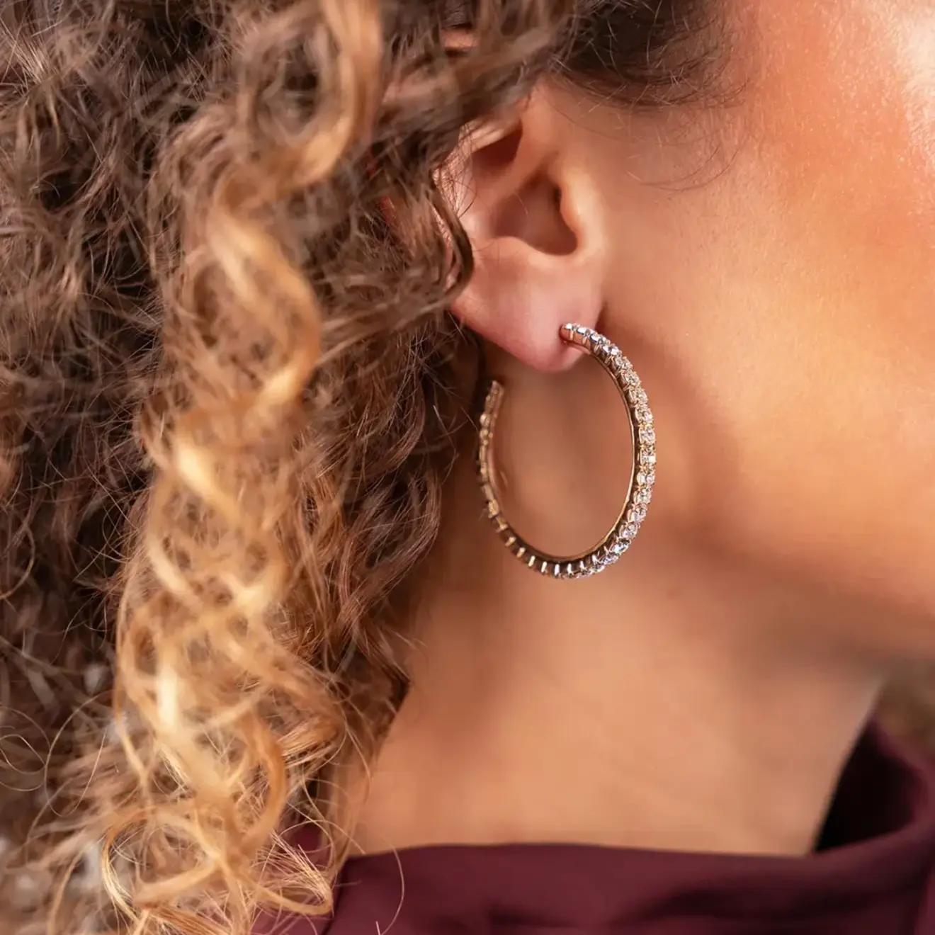 Gouden Oorbellen Creole Fine Stones L Noor