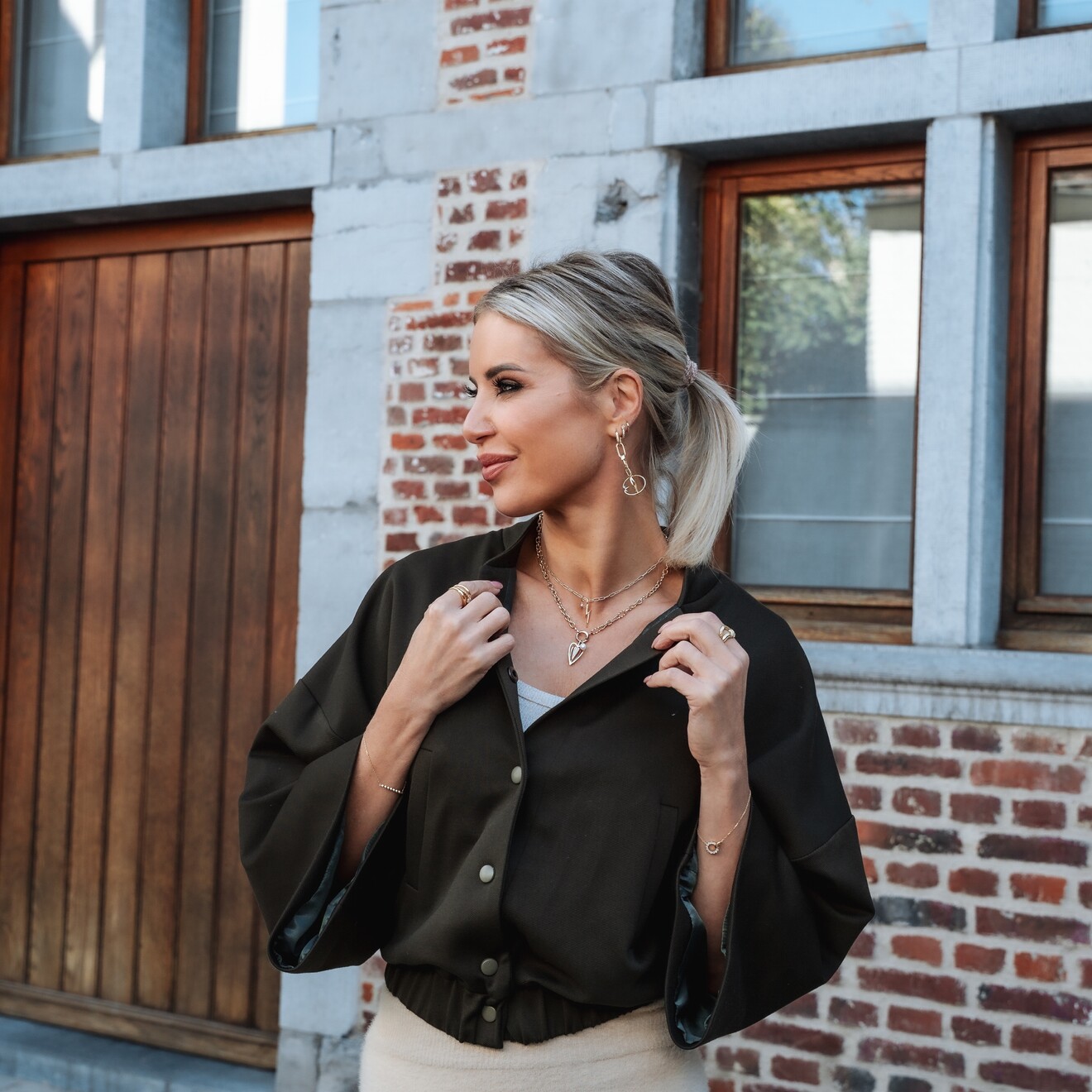 Circle star oval hoop oorbellen