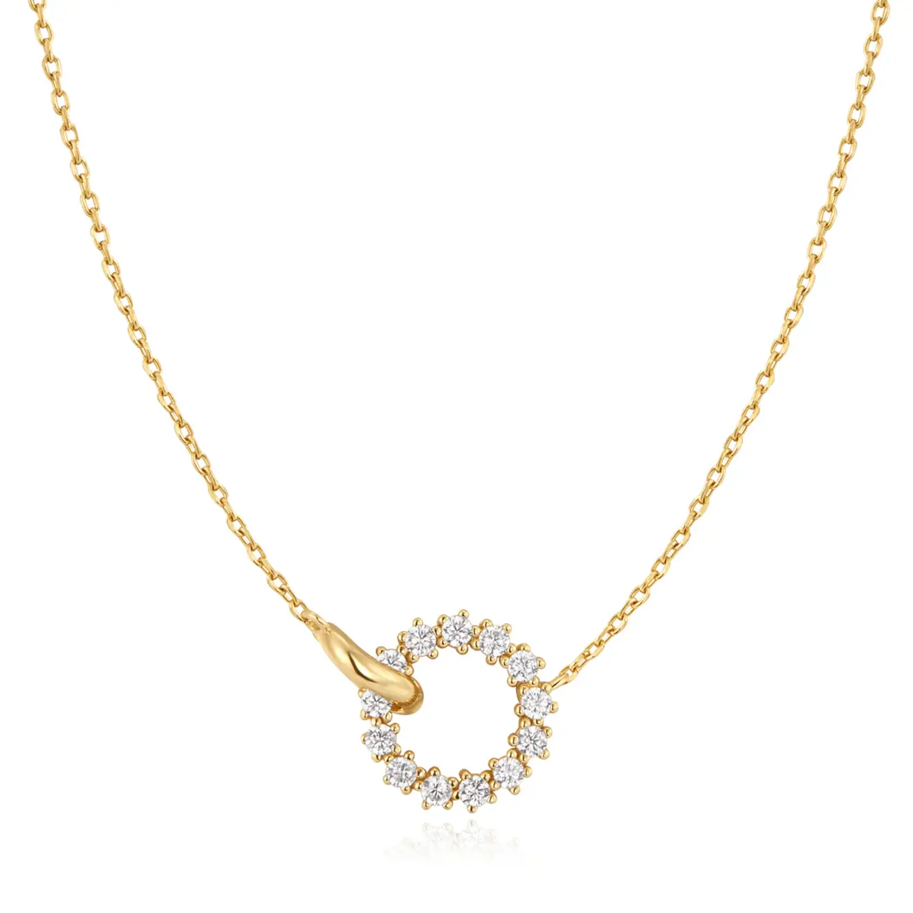 Interlinked circles pave ketting goud
