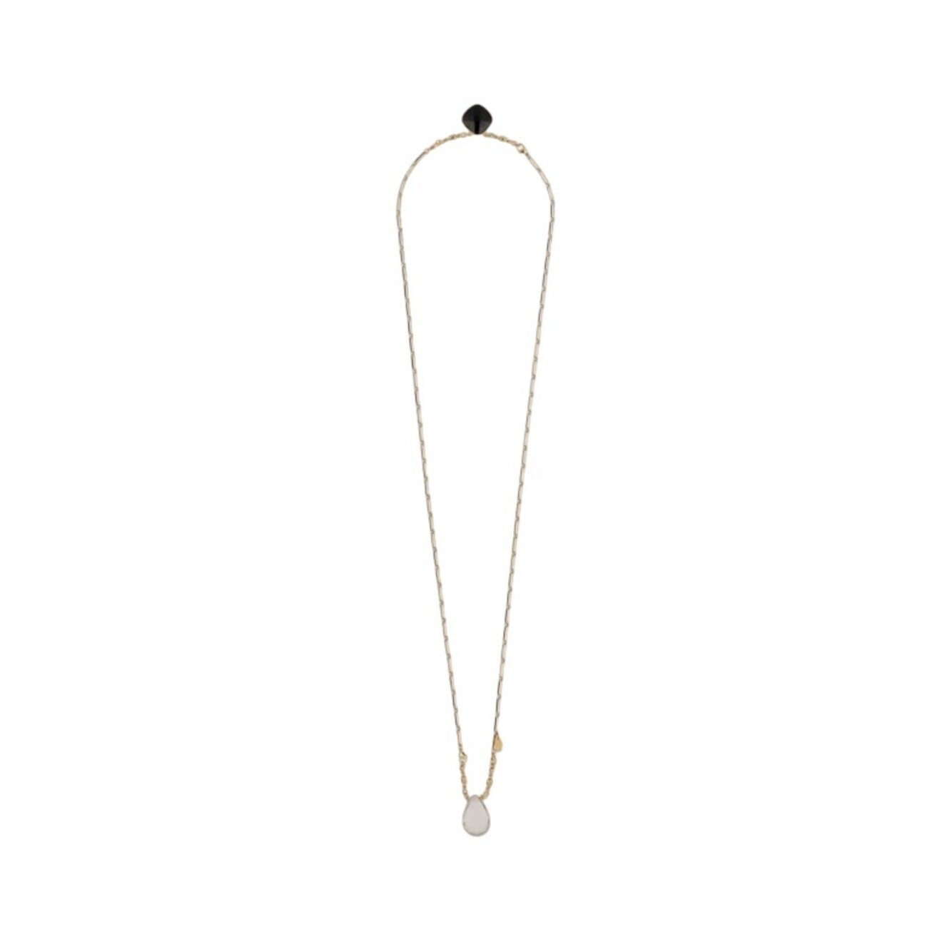 Scapulaire goudvergulde ketting met Zwart Onyx & Kristal