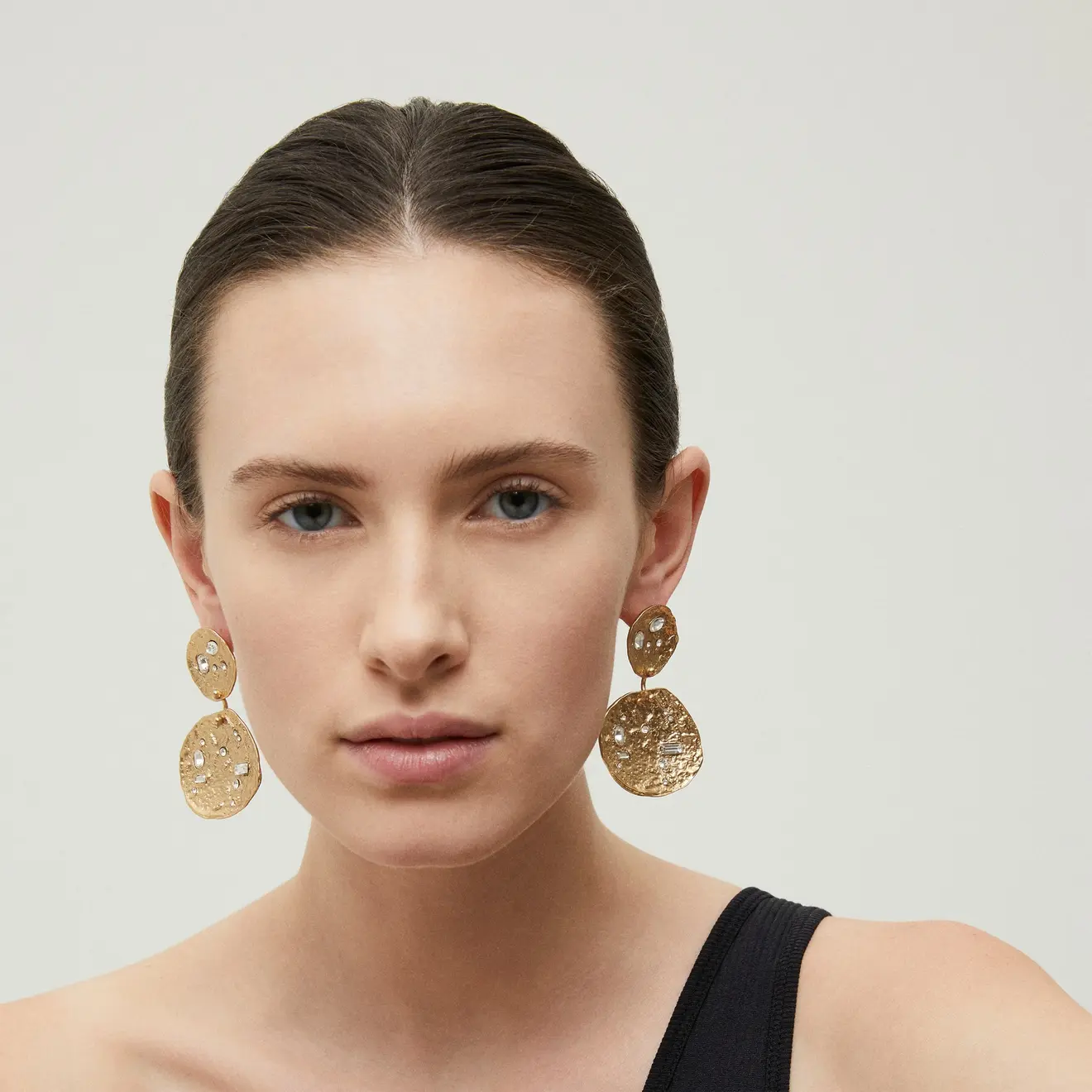 Eclipse strass oorbellen large goud