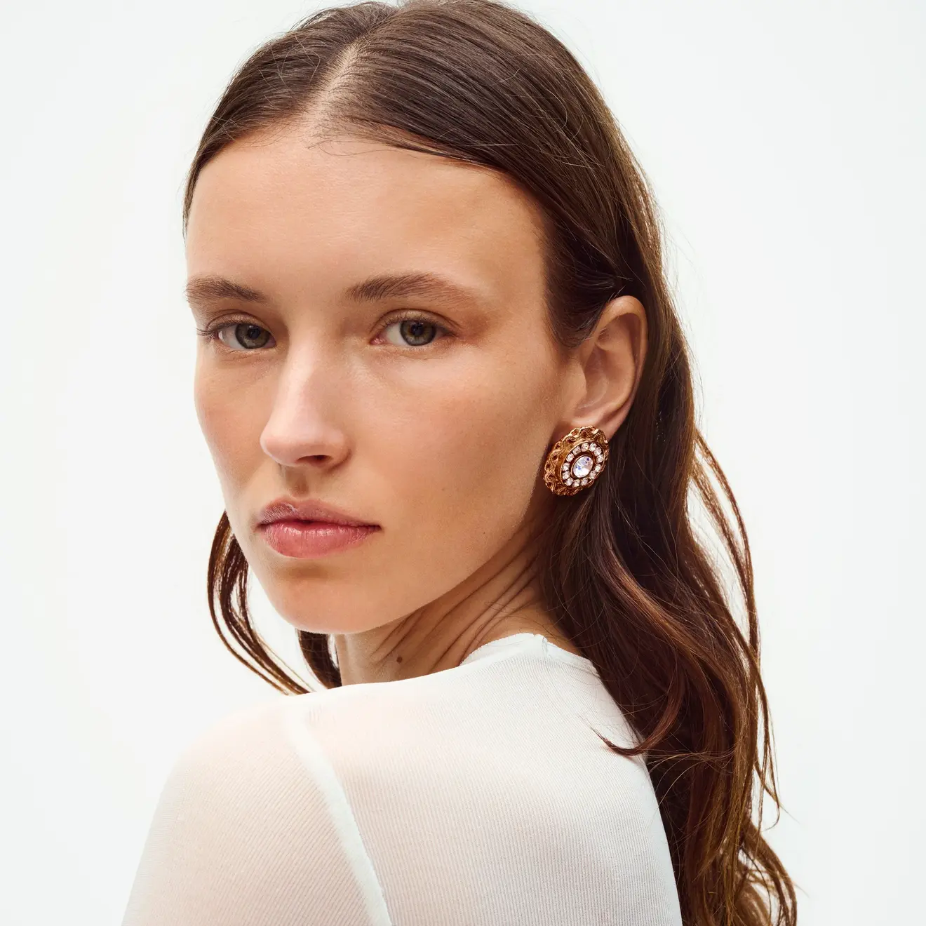 Leonie strass oorbellen goud CLIPS