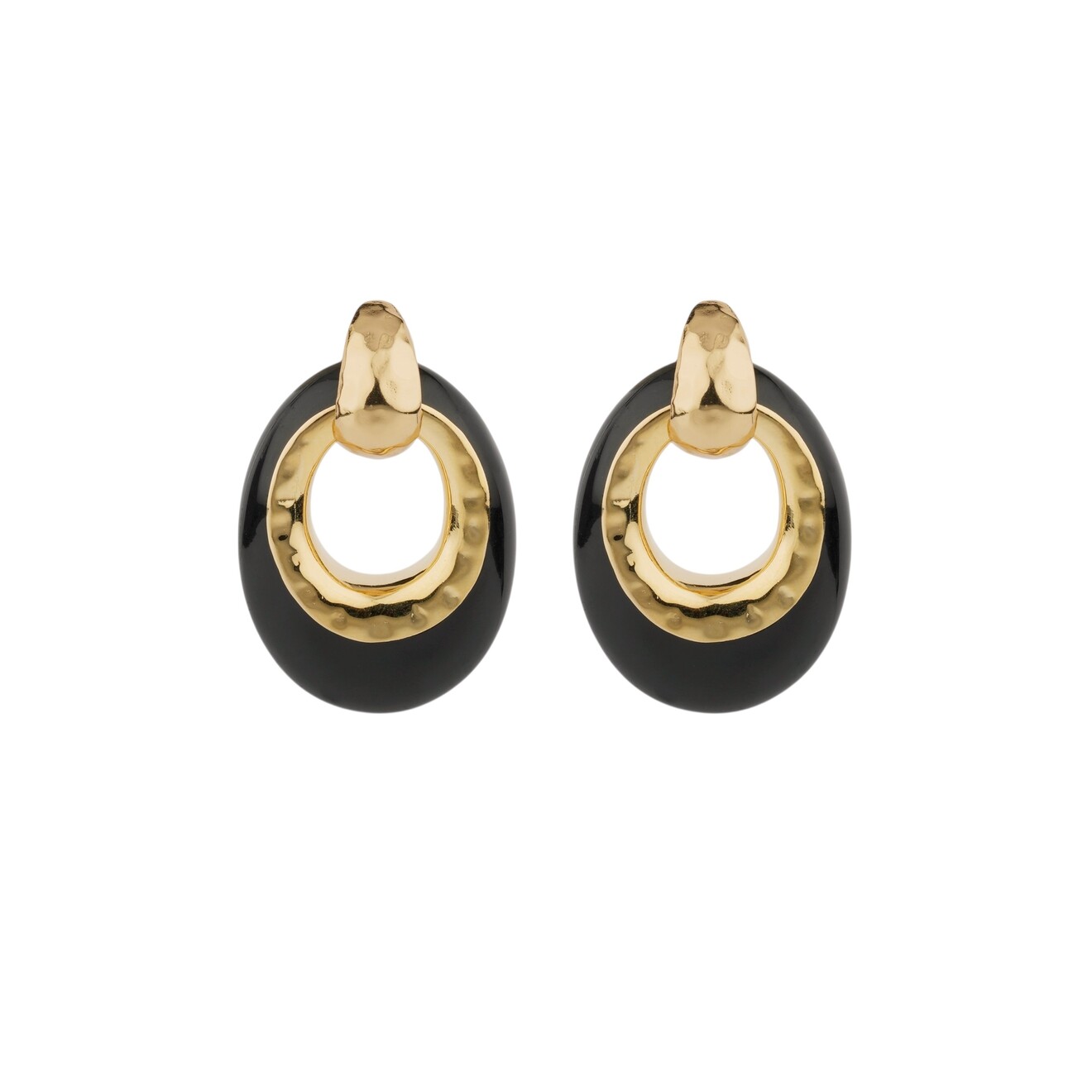 Selva oorbellen acetaat zwart goud