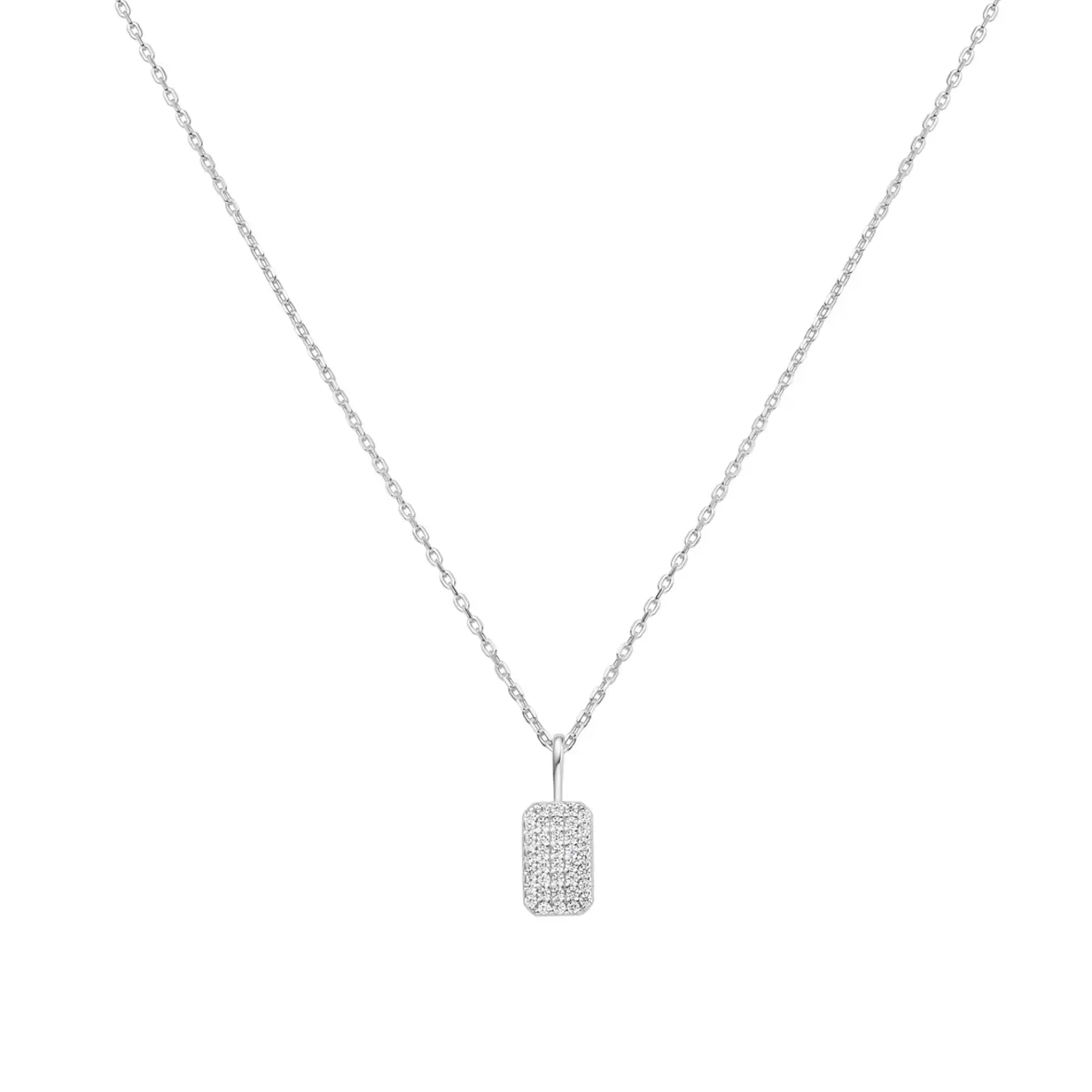 Pavé pendant ketting zilver