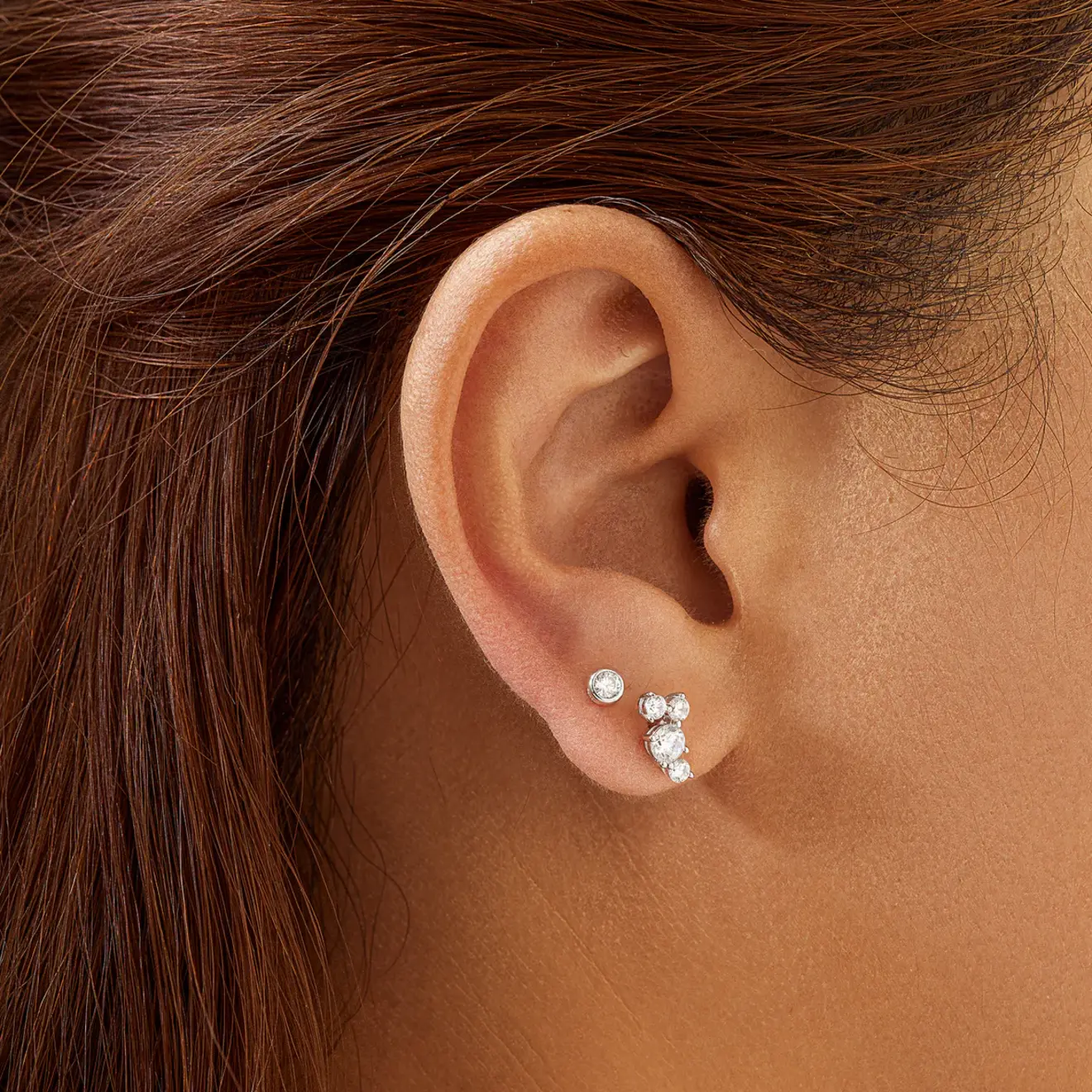 Pavé climber stud oorbellen zilver