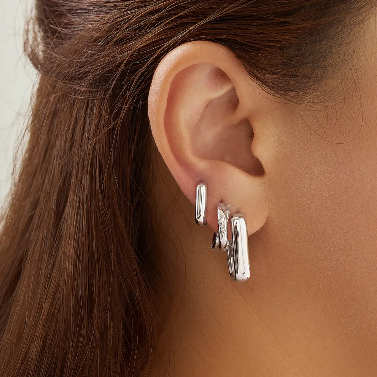 Wide paper clip oorbellen zilver