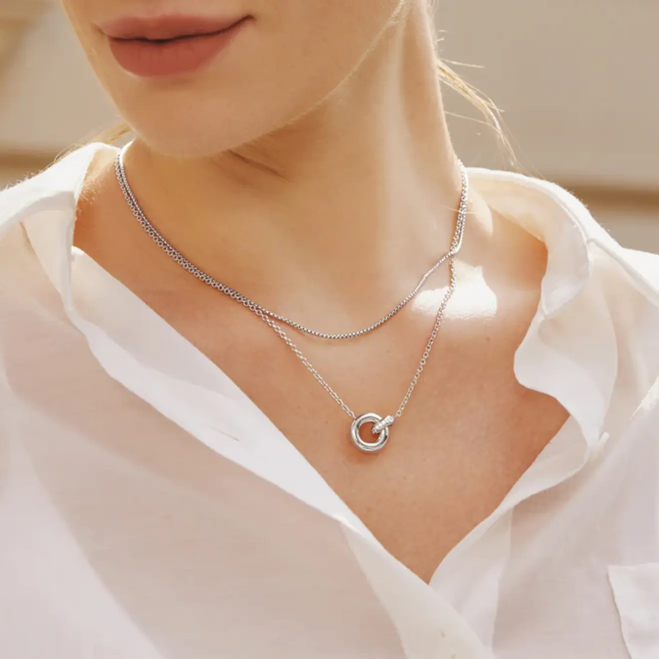 Linked ketting zilver