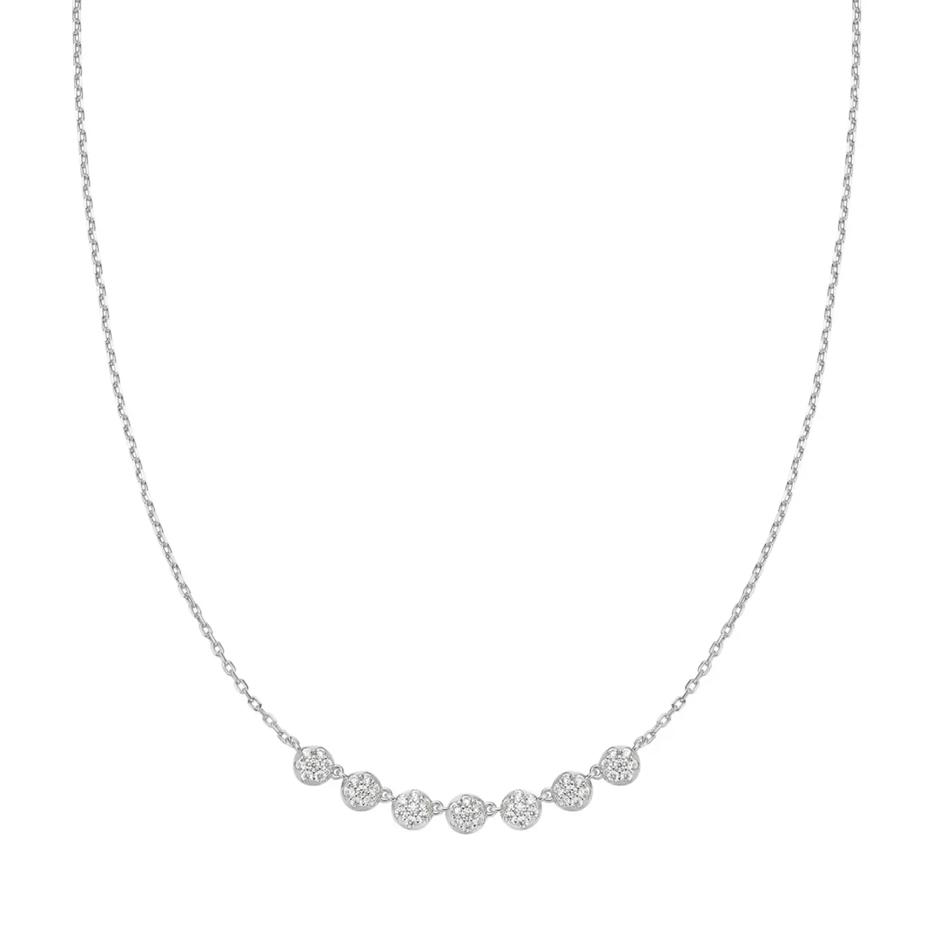 Pavé multi beaded ketting zilver