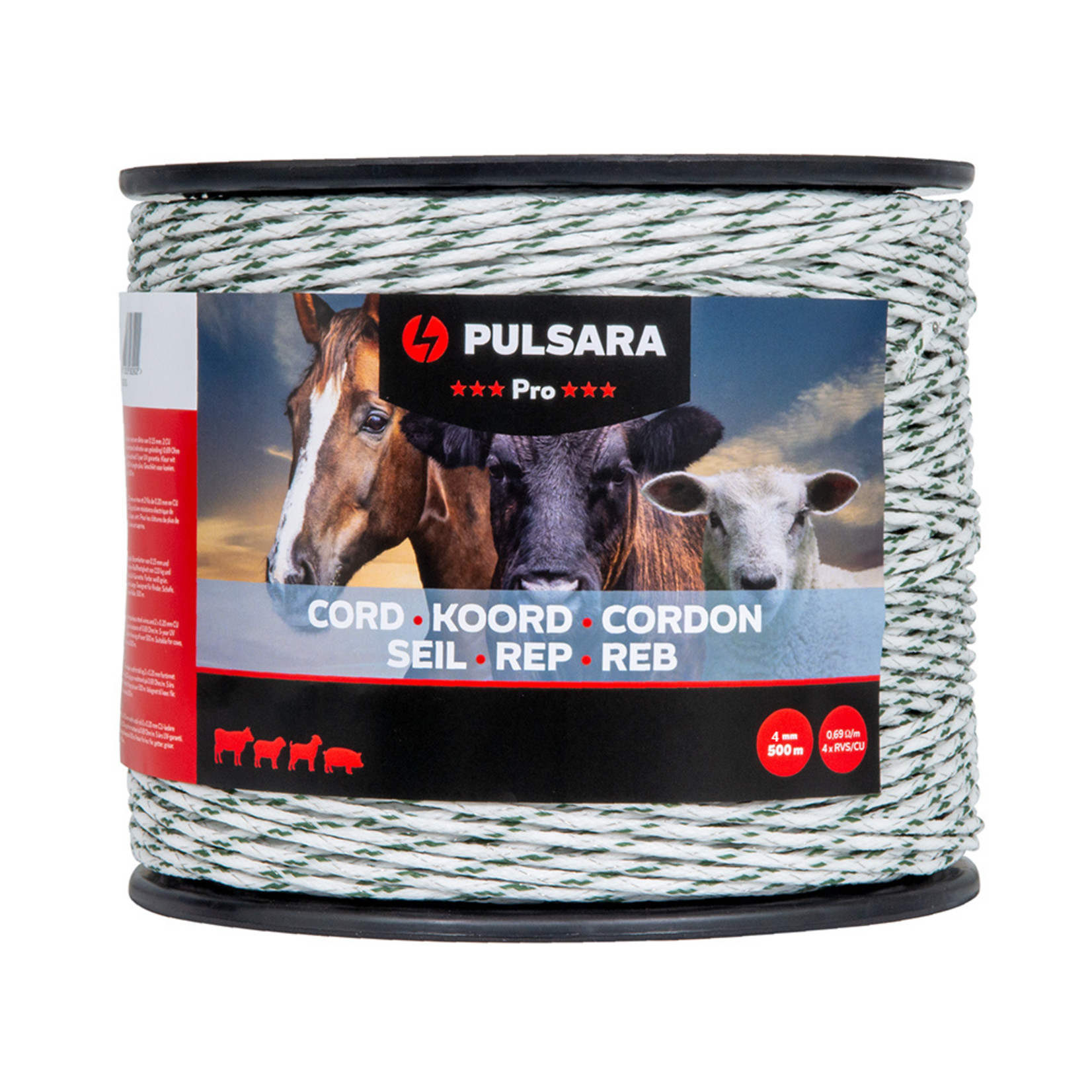 Pulsara Cordon de clôture Pulsara Pro – 4 mm, blanc, 500 m