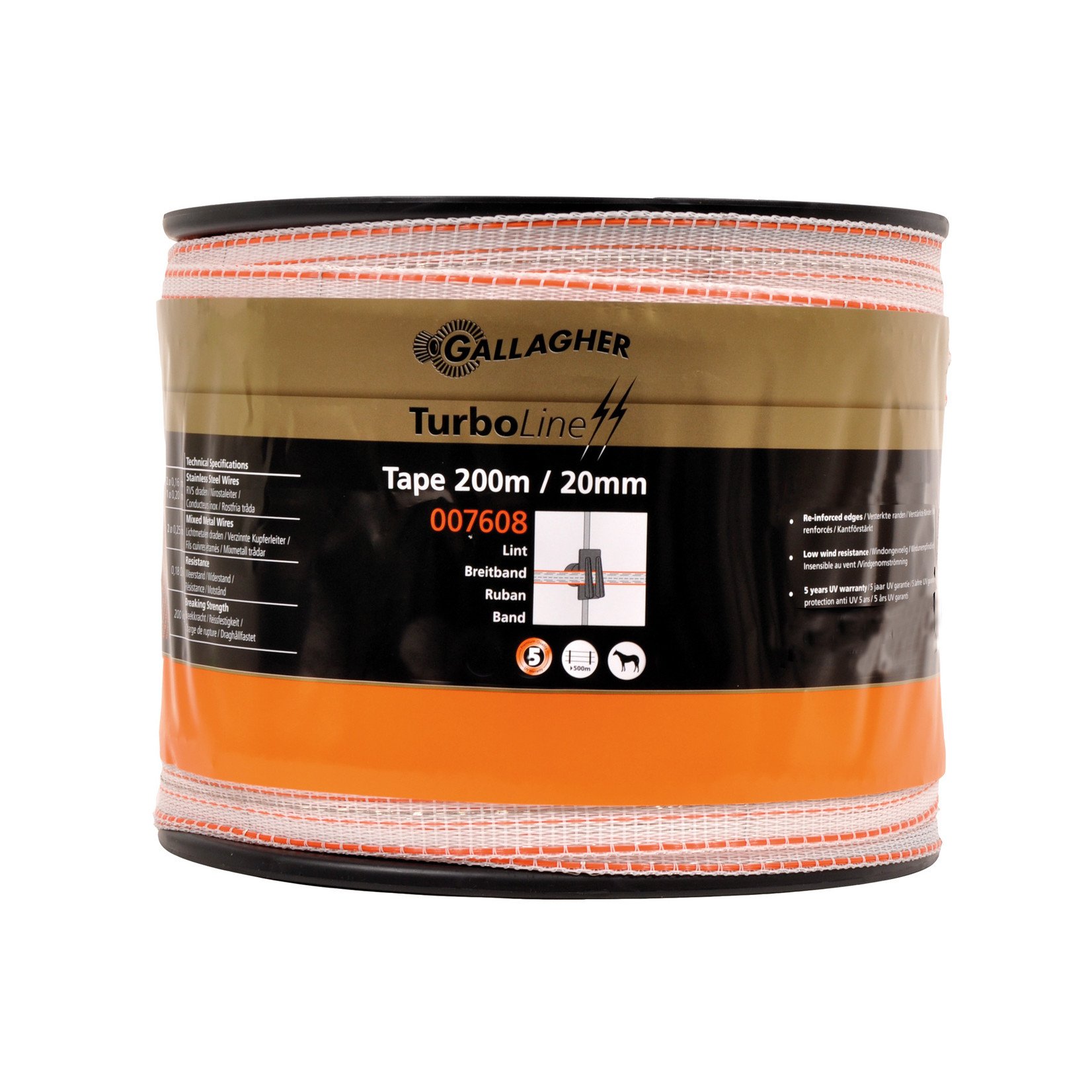 Gallagher Ruban TurboLine 20mm (blanc, 200 mètre)