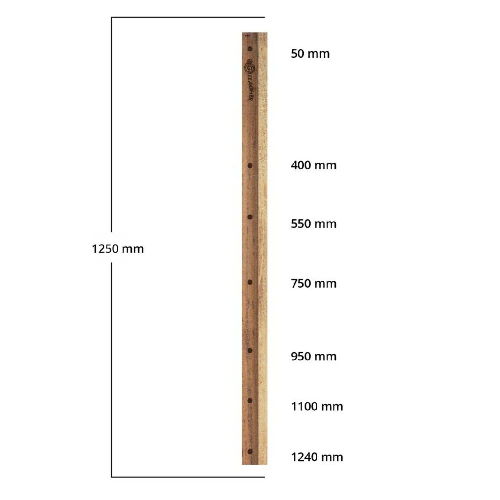 Gallagher Piquet intermédiaire Gallagher Insultimber (FSC®) – 3,8 x 2,6 cm, 1,26 m