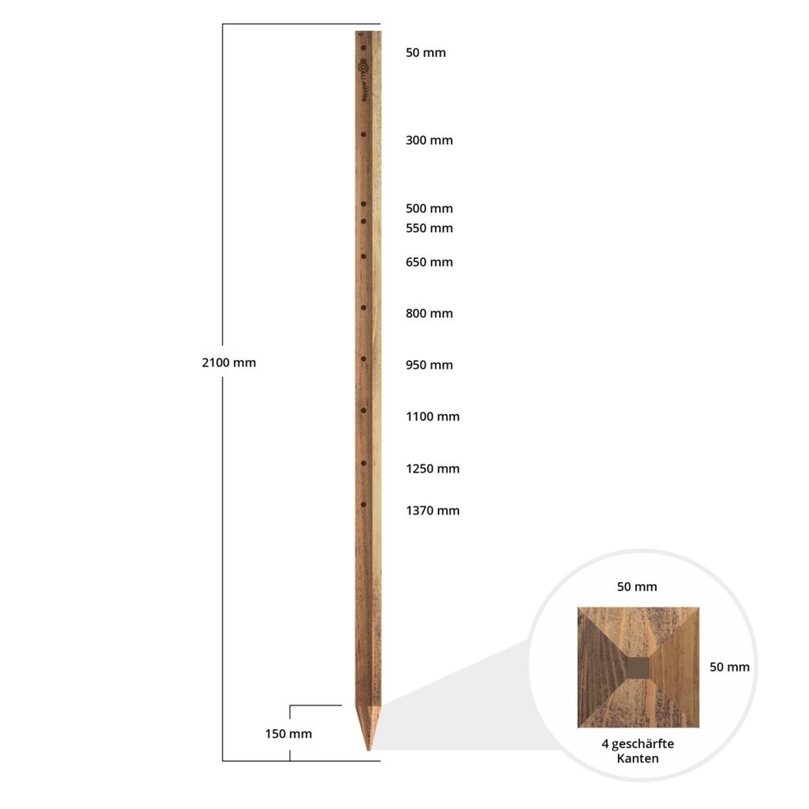 Gallagher Insultimber (FSC®) Piquet (5,0 x 5,0cm - 2,10 mètre)