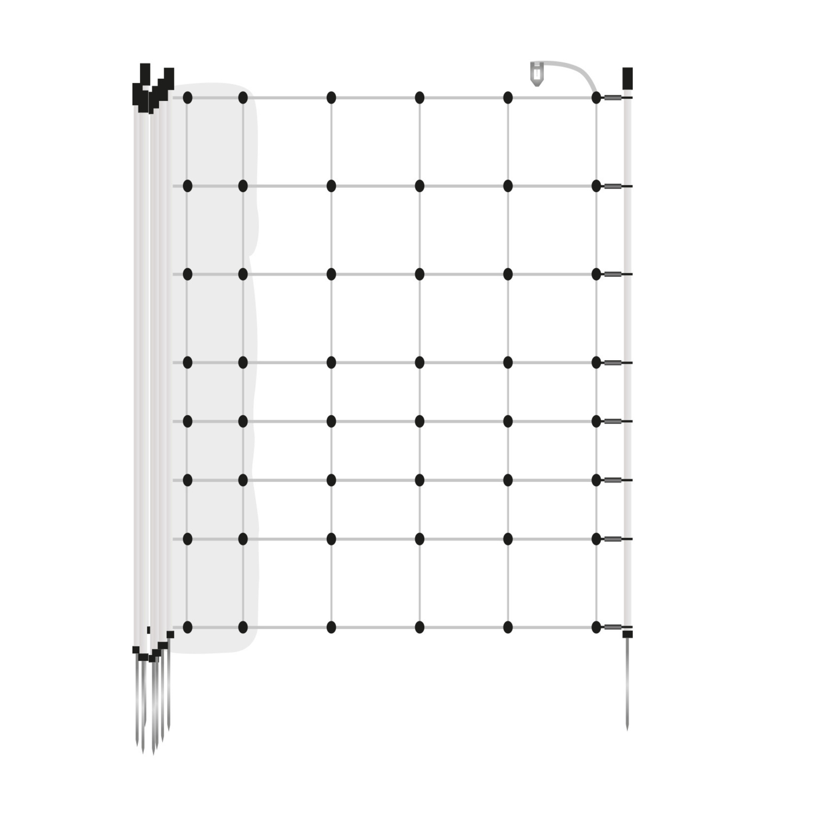Gallagher Filet Turbo, blanc, pointe simple, hauteur 90 cm, longueur 50 m