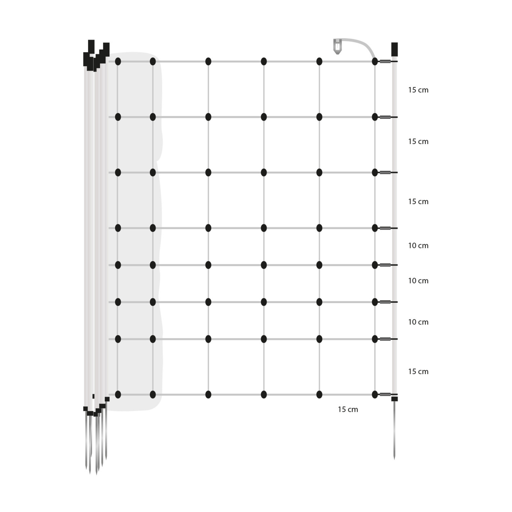 Gallagher Filet Turbo, blanc, pointe simple, hauteur 90 cm, longueur 50 m