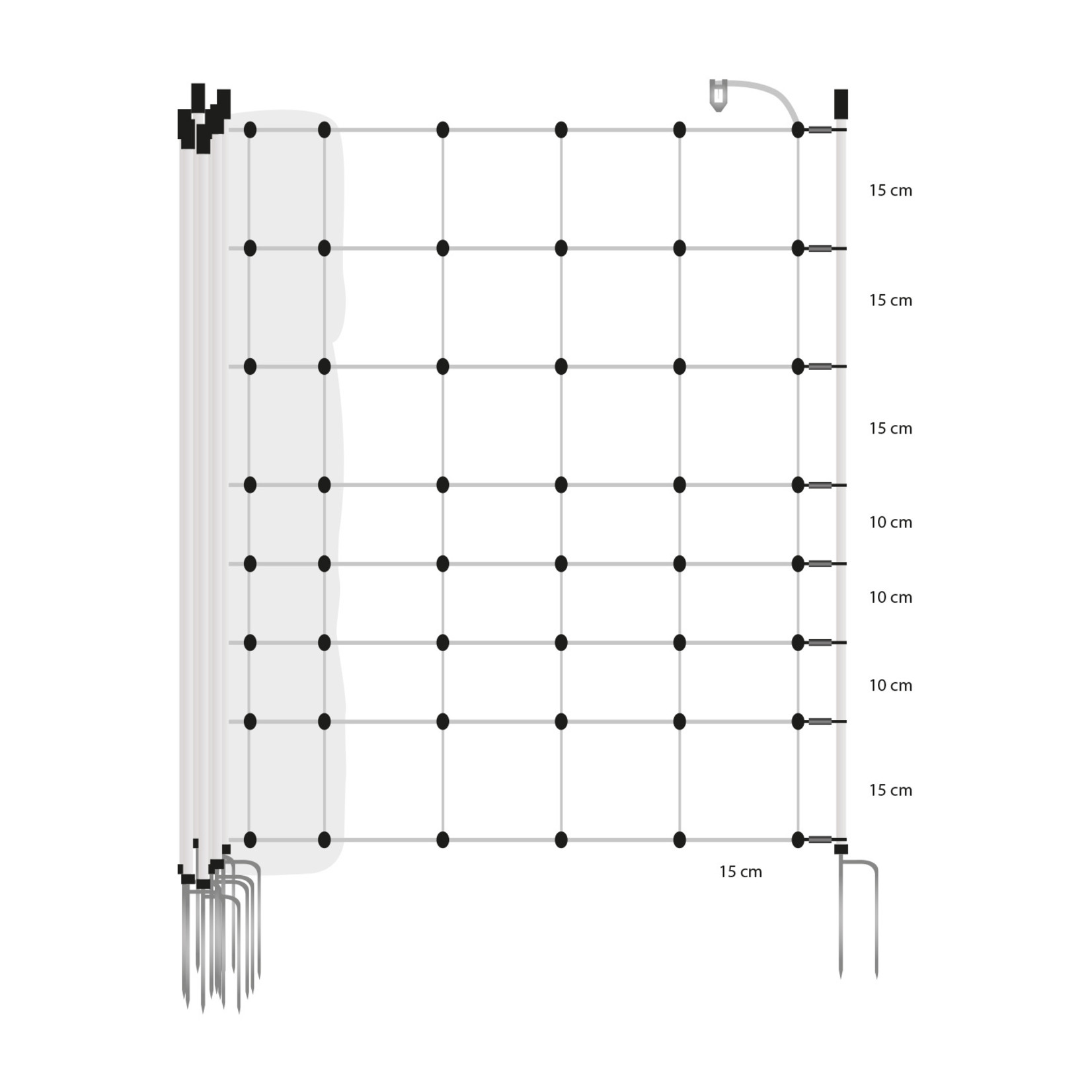 Gallagher Filet Turbo, blanc, pointe double, hauteur 90 cm, longueur 50 m