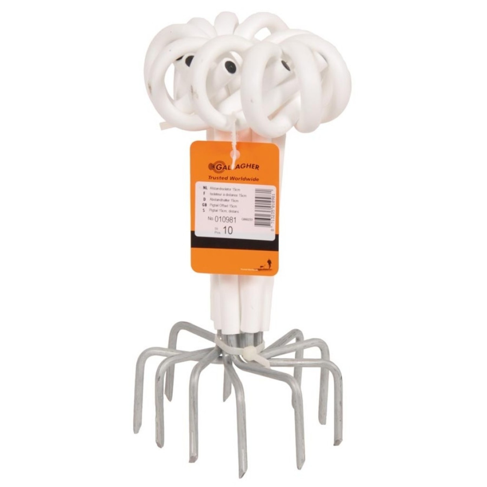 Gallagher Isolateur à distance queue de cochon Gallagher – blanc, 17,5 cm (lot de 10)