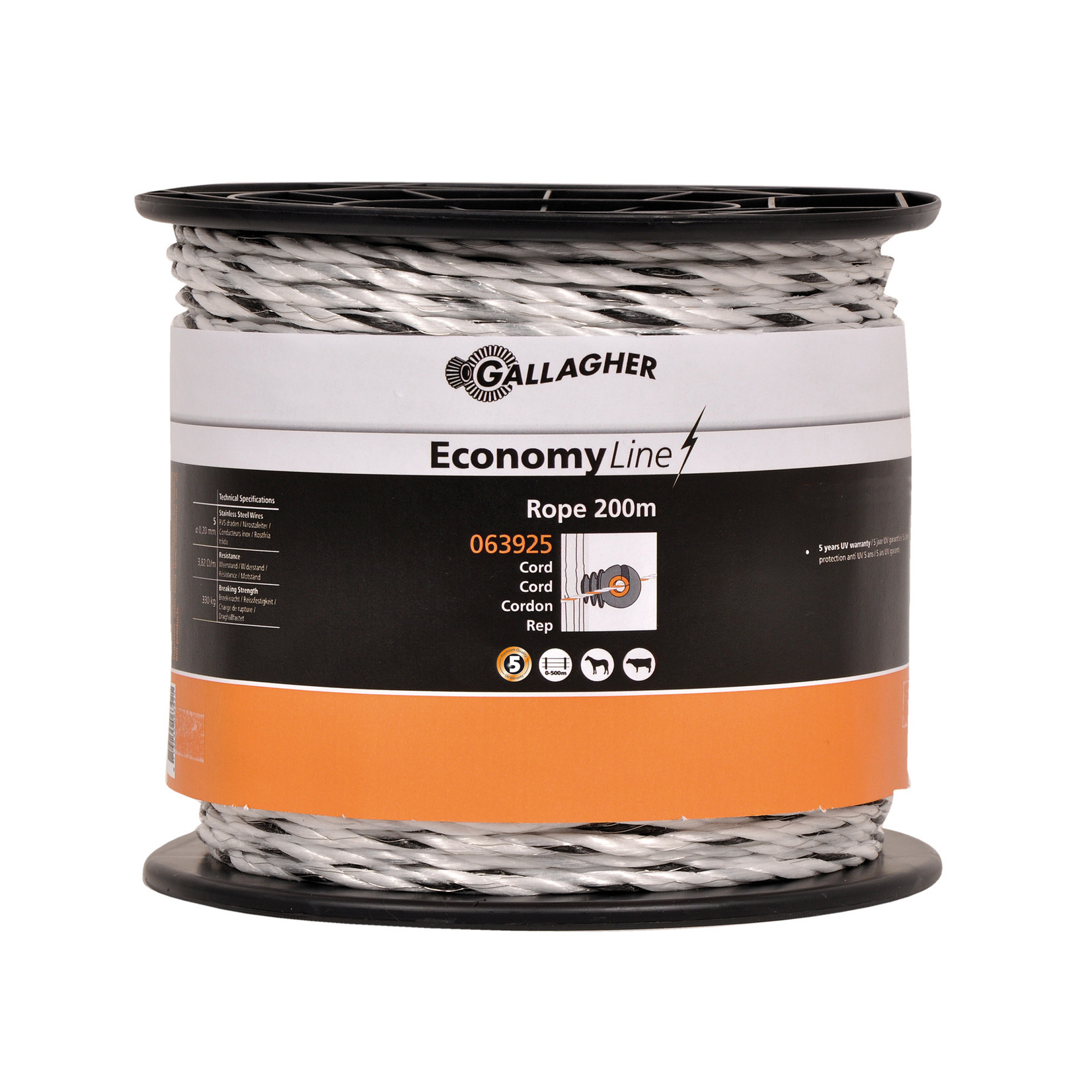 Gallagher Cordon de clôture Gallagher ECO – blanc, 200 m