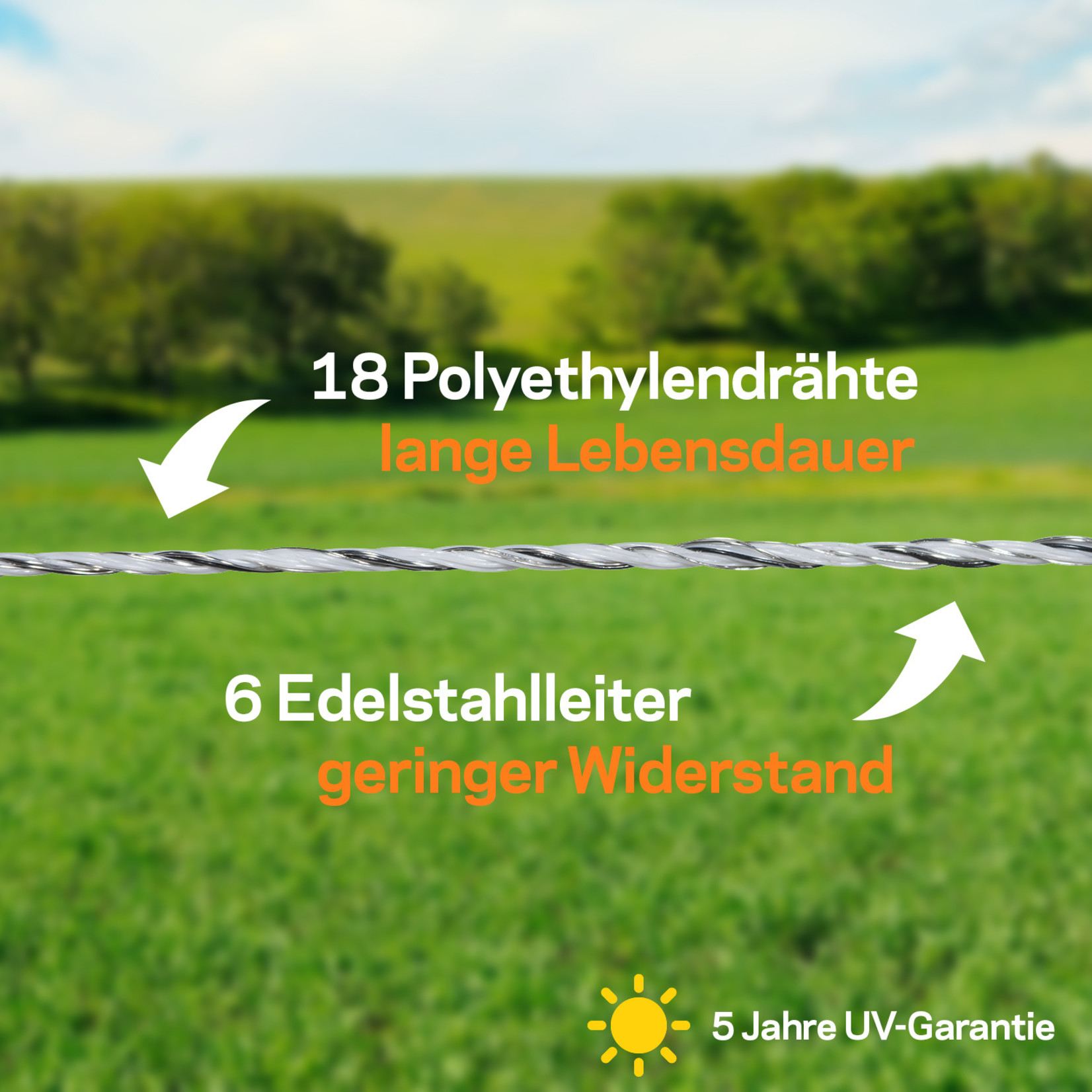Gallagher Fil de clôture Gallagher Vidoflex 6 PowerLine – blanc, 1 000 m