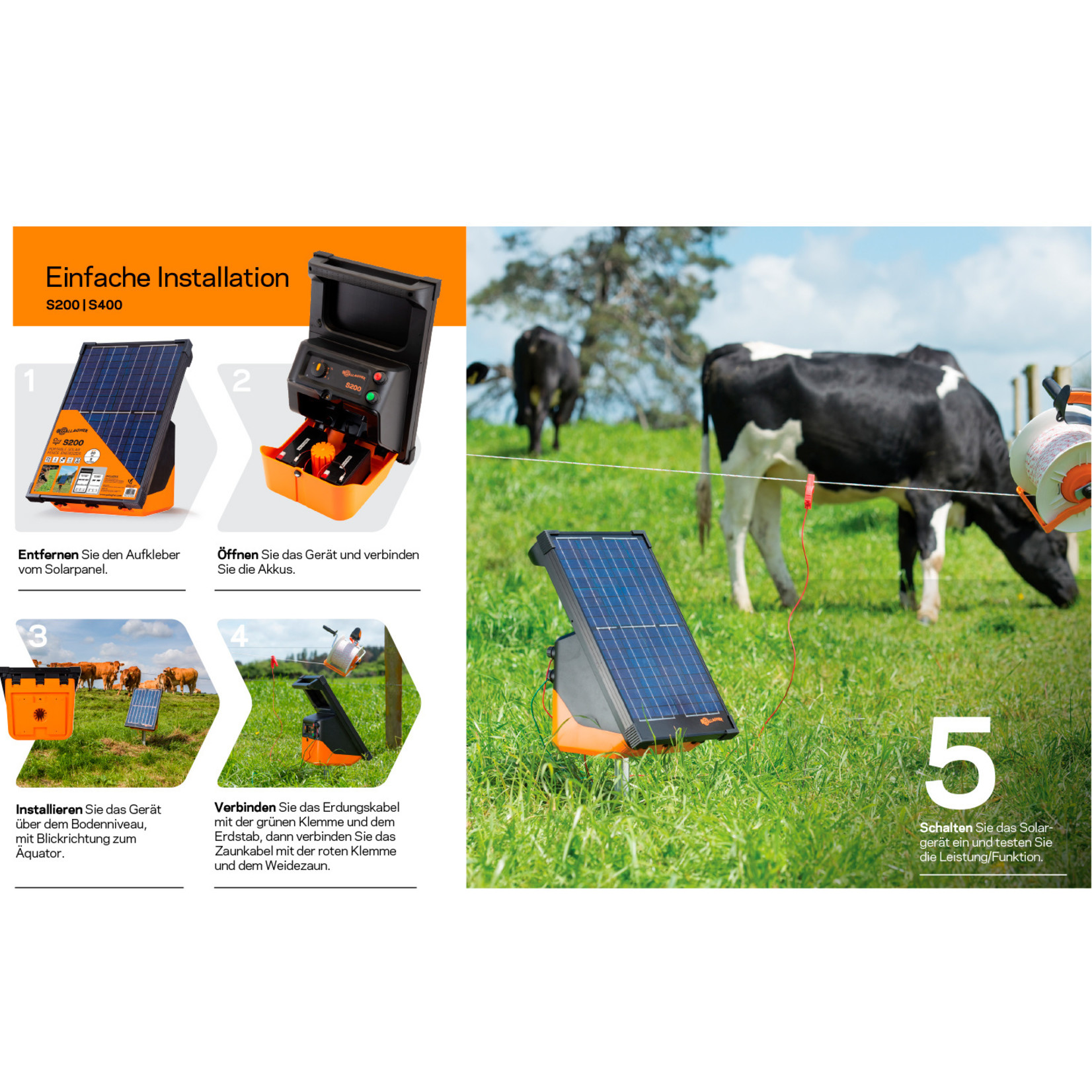 Gallagher Électrificateur solaire Gallagher S200 – 2 J, 2 batteries