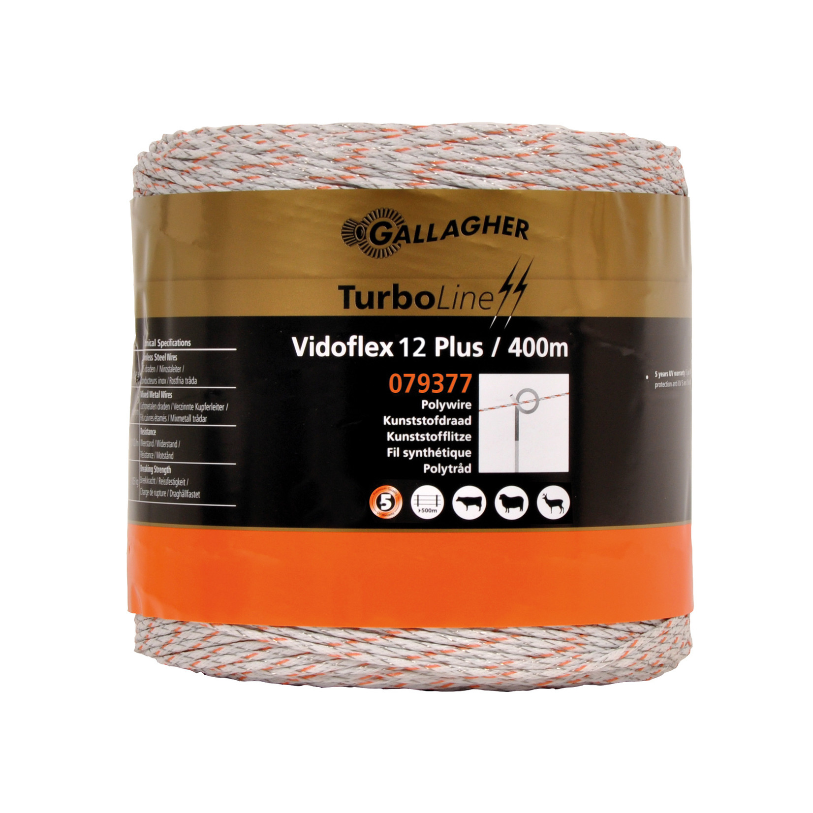 Gallagher Fil de clôture Gallagher Vidoflex 12 TurboLine Plus – blanc, 400 m