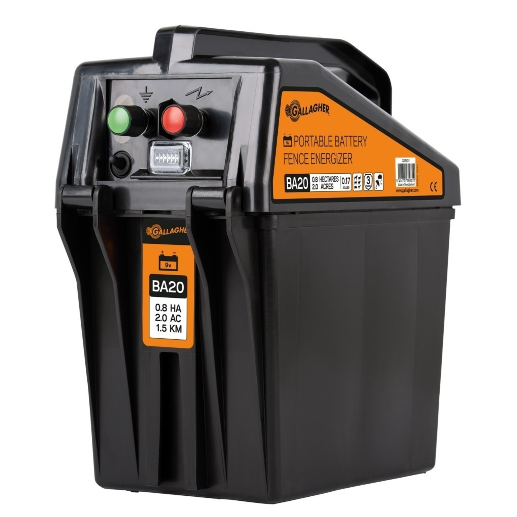 Gallagher BA20 Électrificateur sur batterie 9 V (0,17 J - 9 V/12 V)