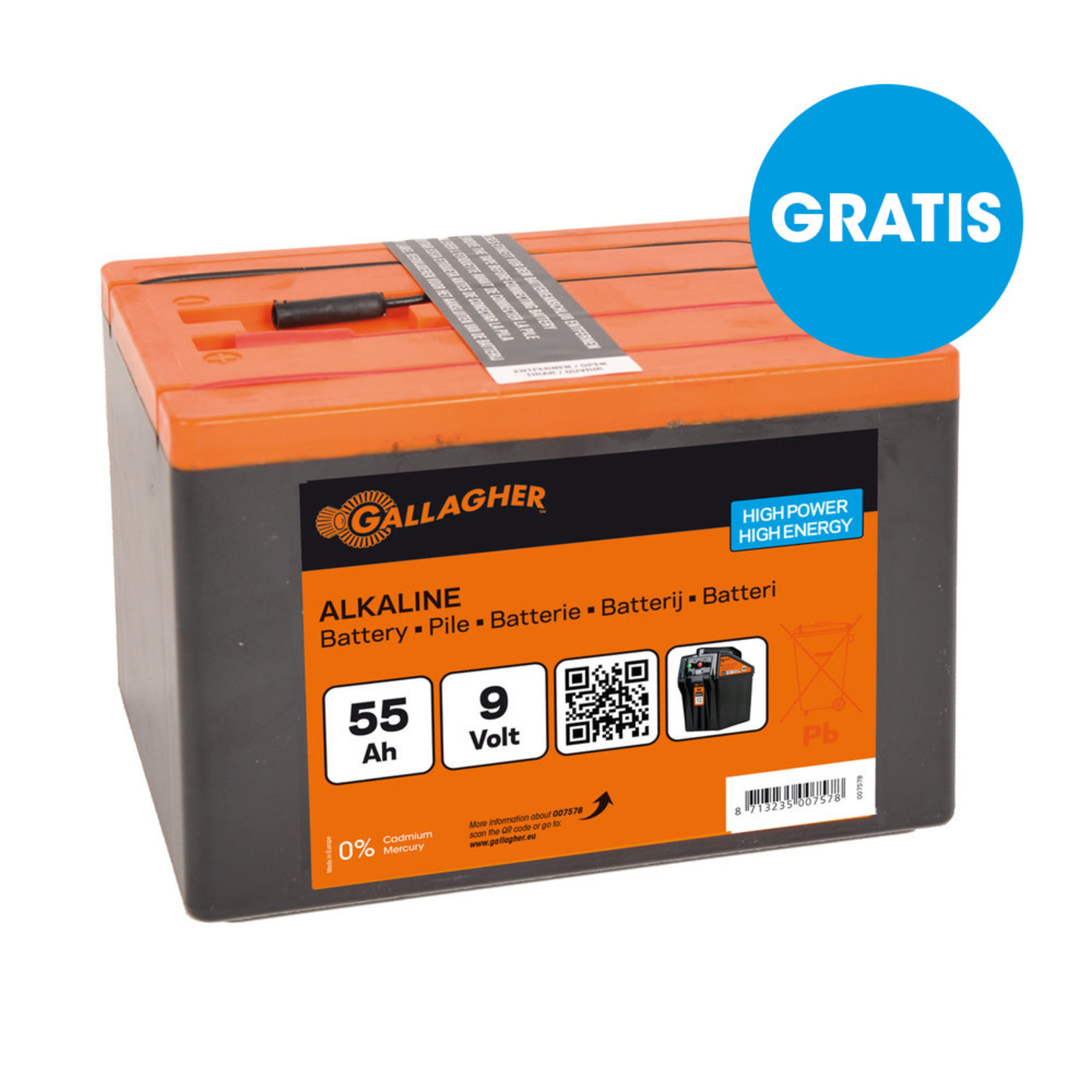 Gallagher BA30 Électrificateur sur batterie 9 V (0,25 J - 9 V/12 V) avec batterie 55 Ah gratuite