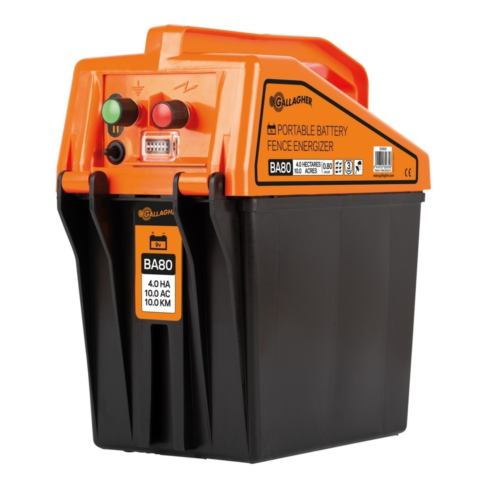 Gallagher BA80 Électrificateur sur batterie 9 V (0,8 J - 9 V/12 V)