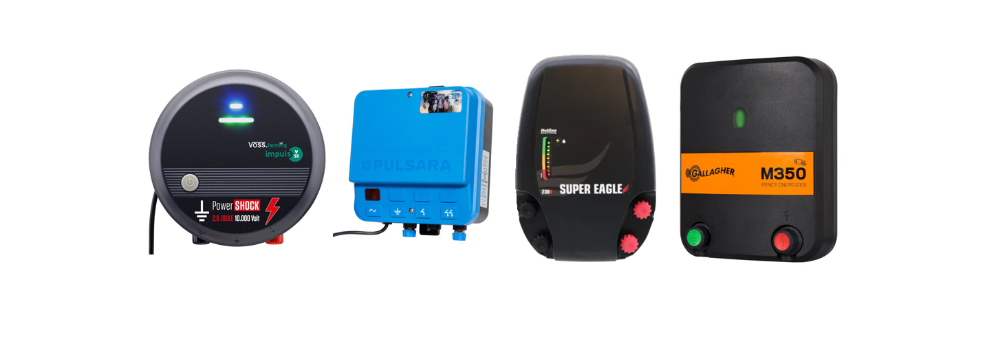 Voss Impuls V50 vs Pulsara Farmpower 35.000 vs Hotline Super Eagle vs Gallagher M350 secteur électrificateurs - Comparatif - Guide d’achat