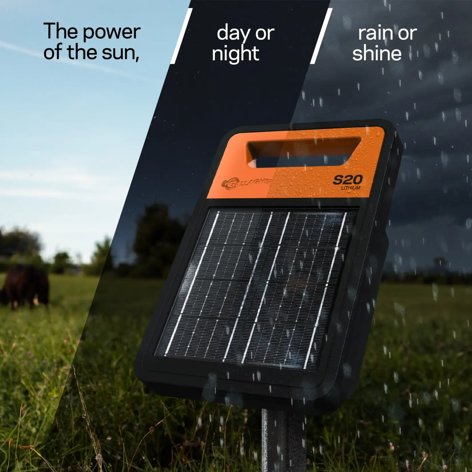 Gallagher Électrificateur solaire Gallagher S20Li – 0,15 J, batterie lithium
