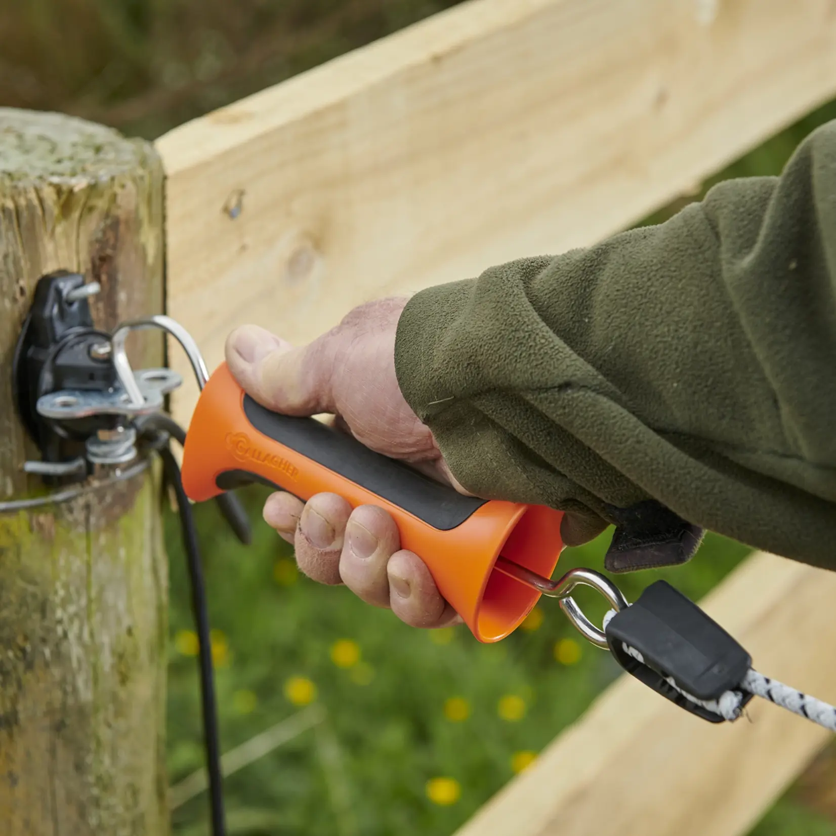 Gallagher Poignée de porte robuste avec cordon/fil en caoutchouc