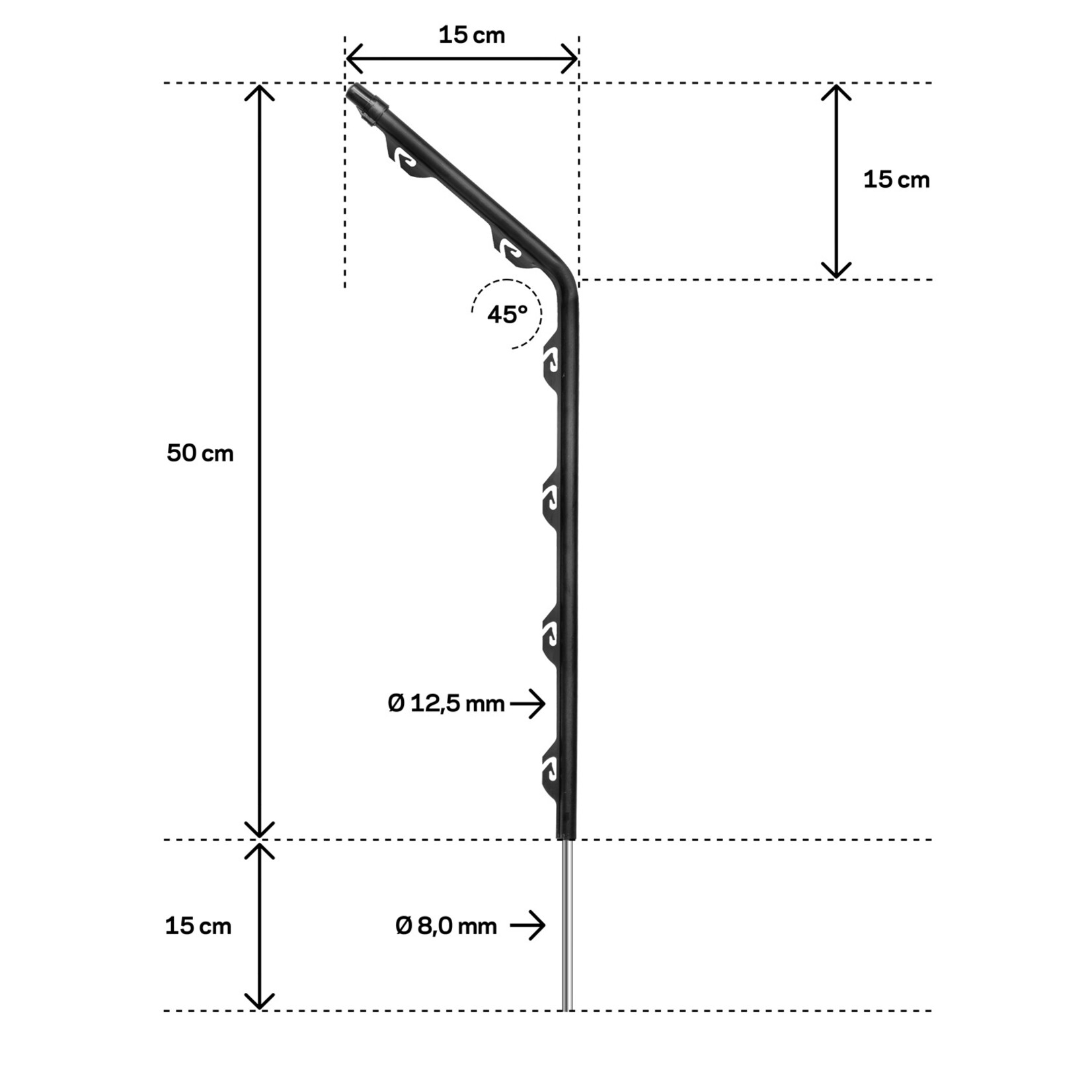 Gallagher 5 piquets de jardin coudés Gallagher - 65 cm