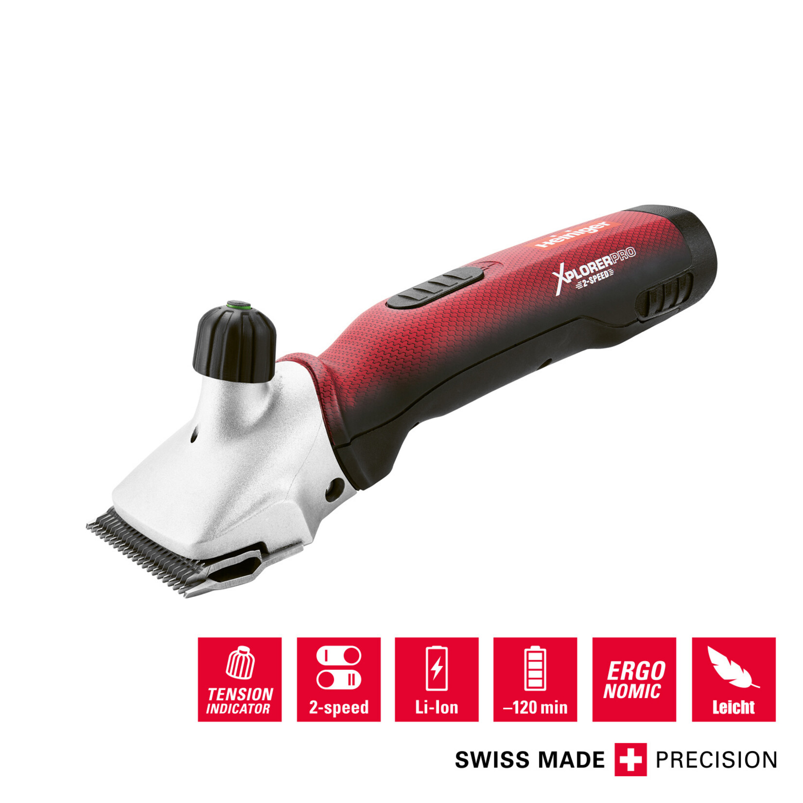 Heiniger Tondeuse à batterie pour bovins Heiniger Xplorer Pro 2 vitesses - 2 batteries