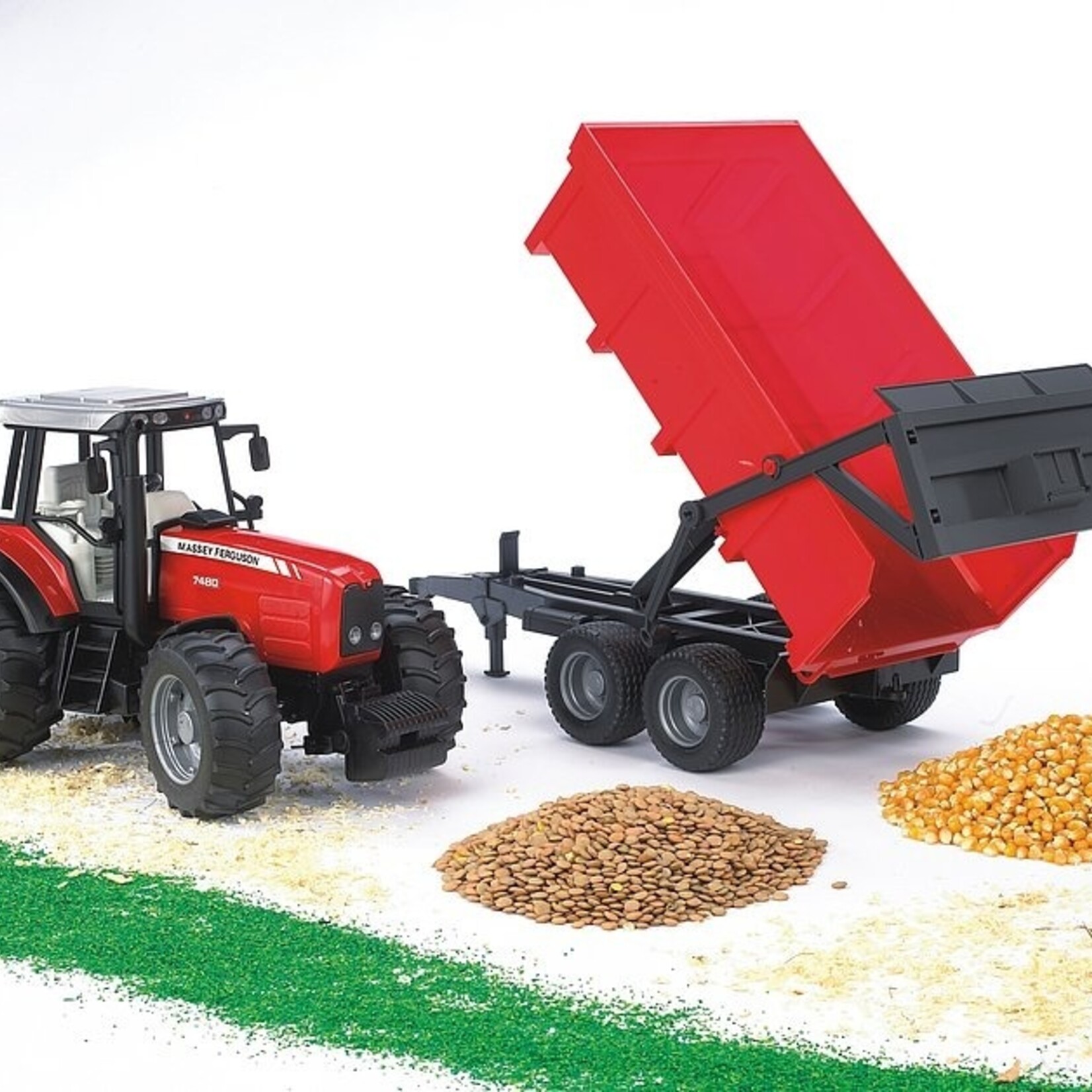 Bruder Tracteur Bruder Massey Ferguson 7480 avec remorque à benne basculante – 1:16