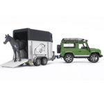 Bruder Voiture miniature Bruder Land Rover Defender avec van pour chevaux – 1:16