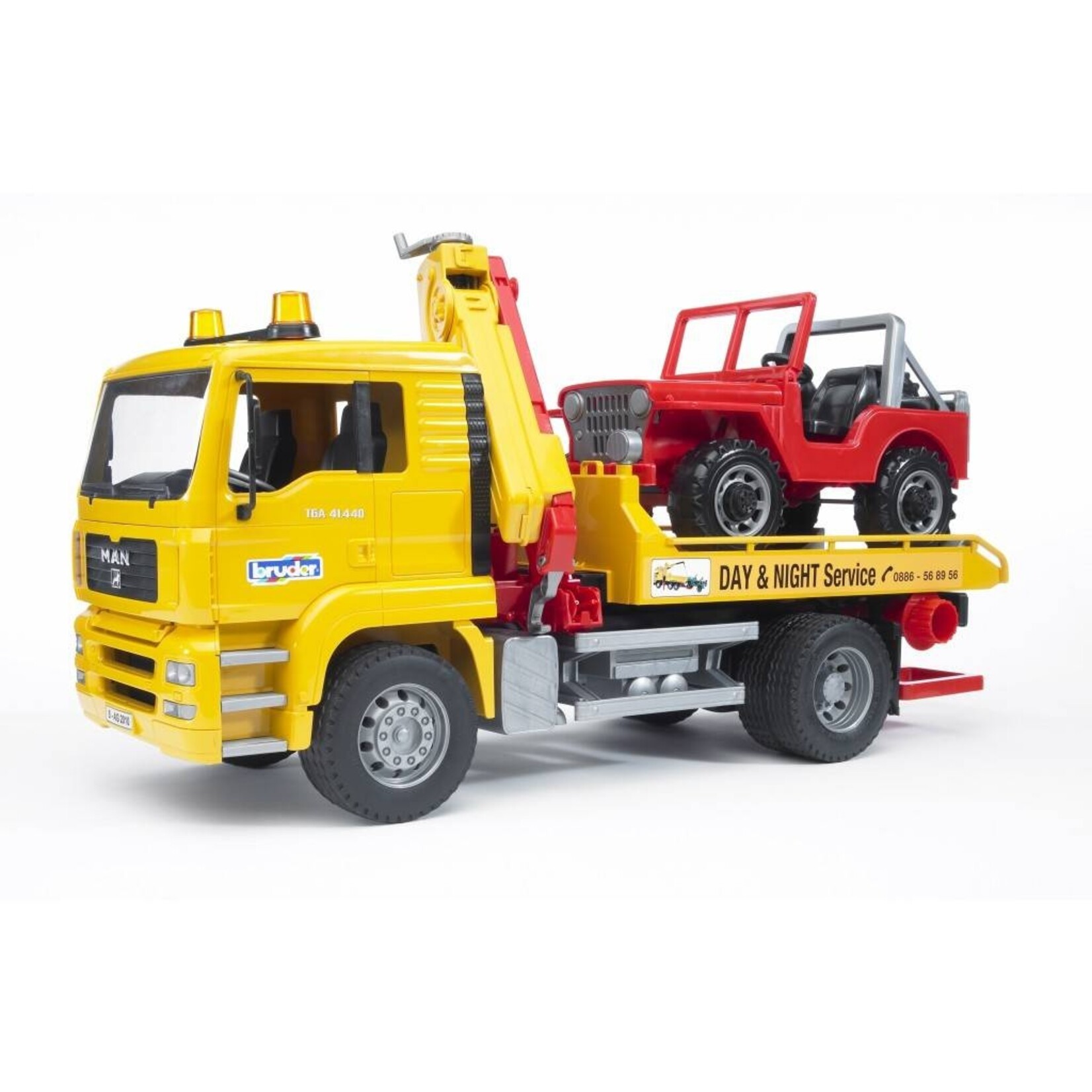 Bruder Voiture miniature Bruder Remorqueuse MAN TGA avec véhicule tout-terrain – 1:16