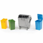 Bruder Camion Bruder Kit poubelles (trois petites poubelles et une grande)
