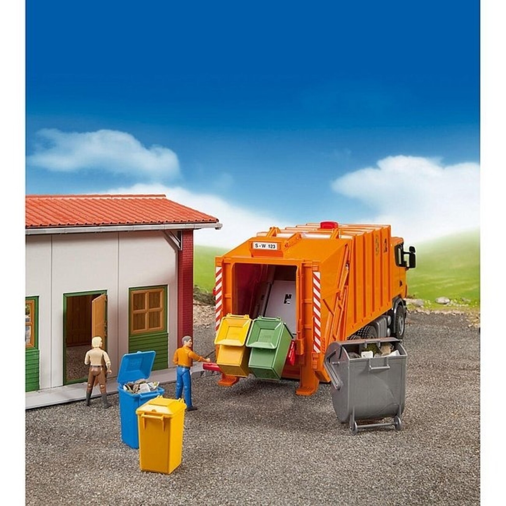 Bruder Camion Bruder Kit poubelles (trois petites poubelles et une grande)