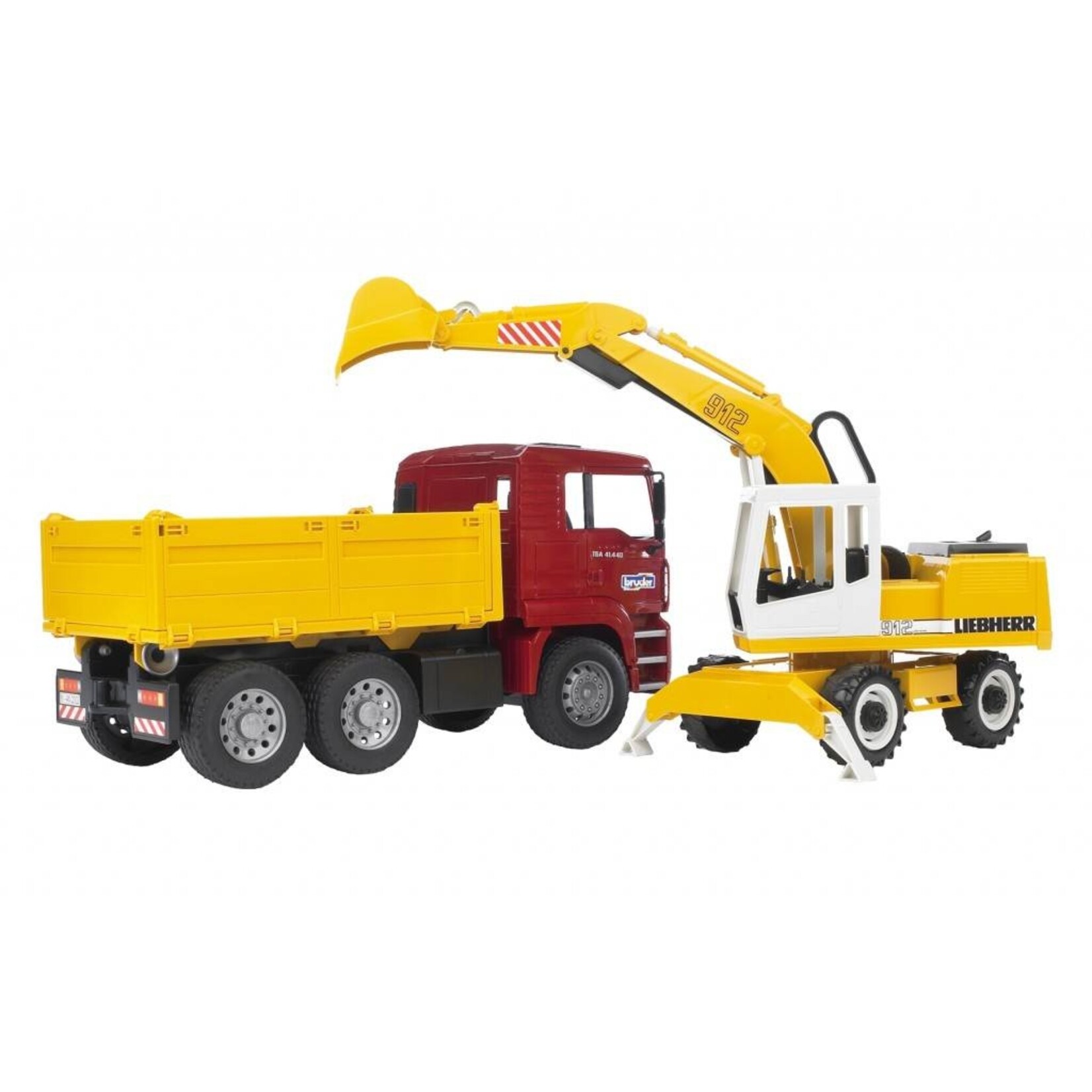 Bruder Camion Bruder benne basculante MAN TGA avec pelleteuse Liebherr – 1:16