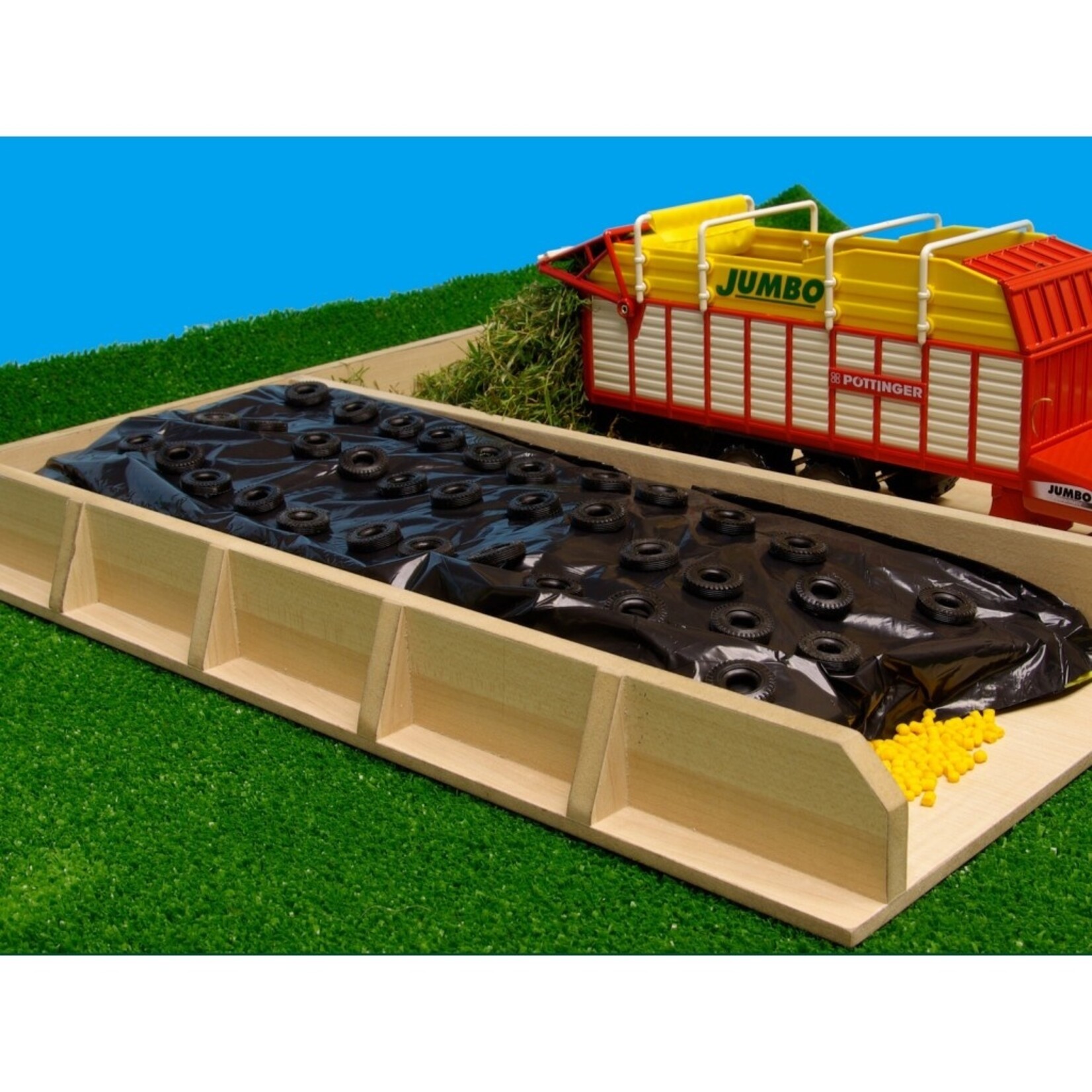 Kids Globe Hangar agricole miniature Kids Globe Bâche/pneus pour silo – 1:32