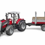 Bruder Tracteur Bruder Massey Ferguson 7480 avec chargeur et remorque de bois – 1:16