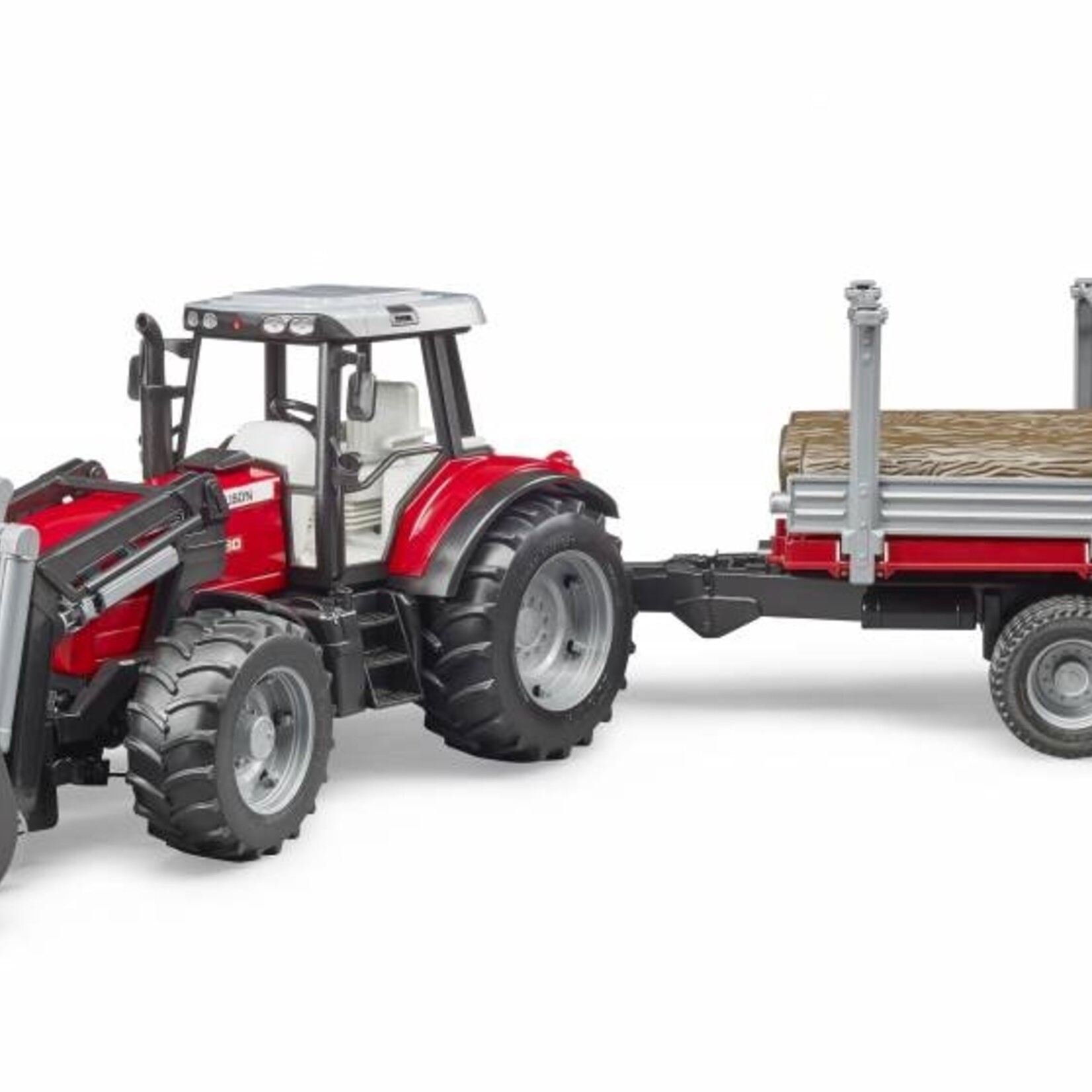 Bruder Tracteur Bruder Massey Ferguson 7480 avec chargeur et remorque de bois – 1:16