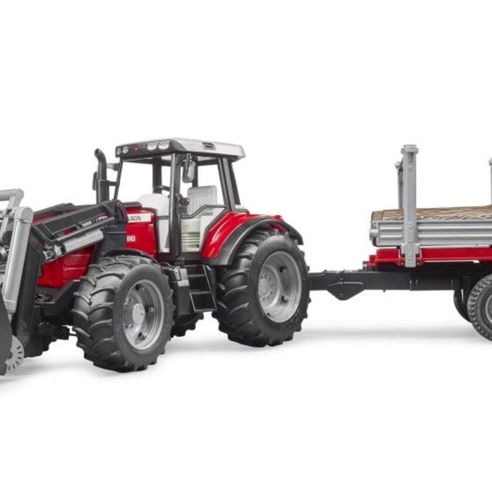 Bruder Tracteur Bruder Massey Ferguson 7480 avec chargeur et remorque de bois – 1:16