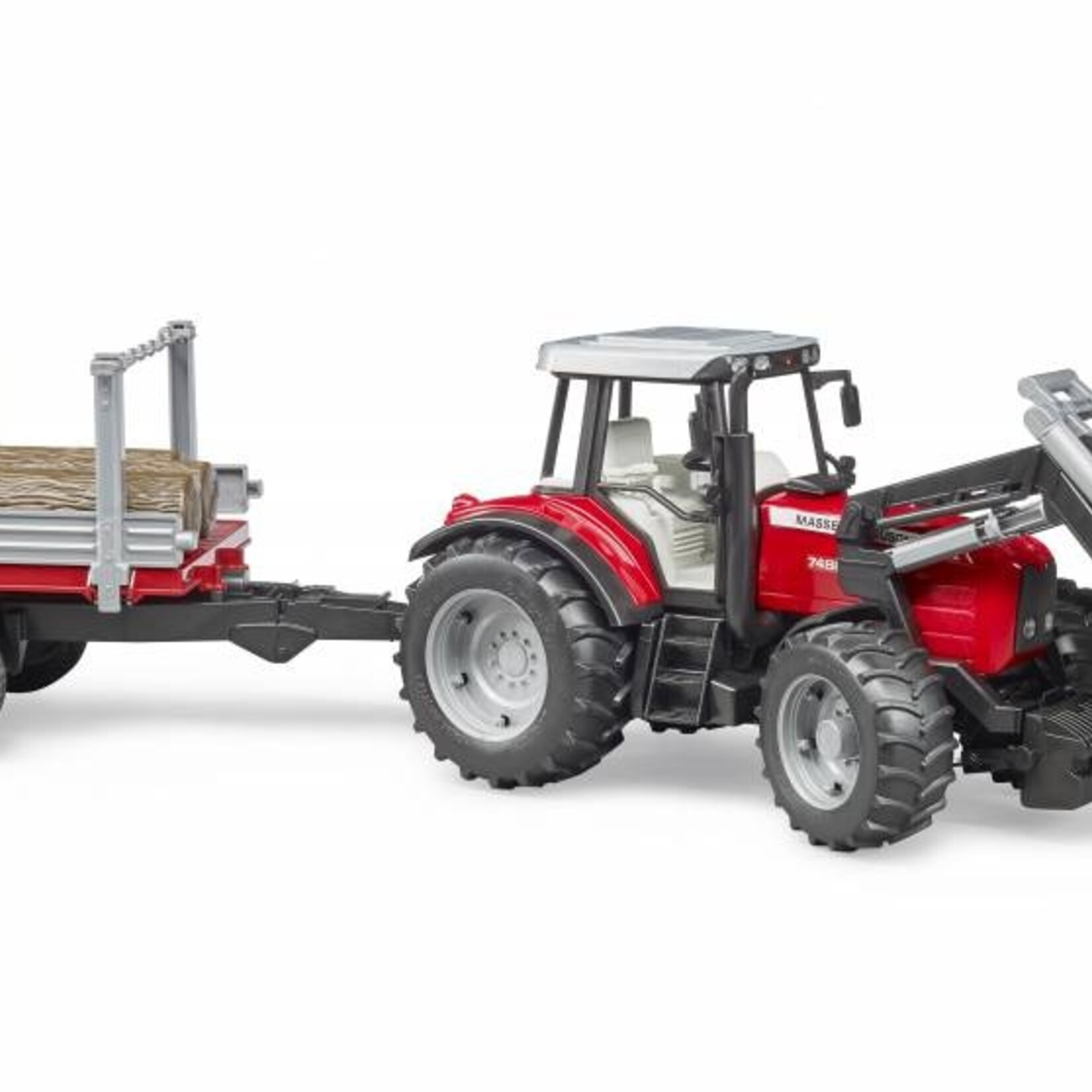Bruder Tracteur Bruder Massey Ferguson 7480 avec chargeur et remorque de bois – 1:16