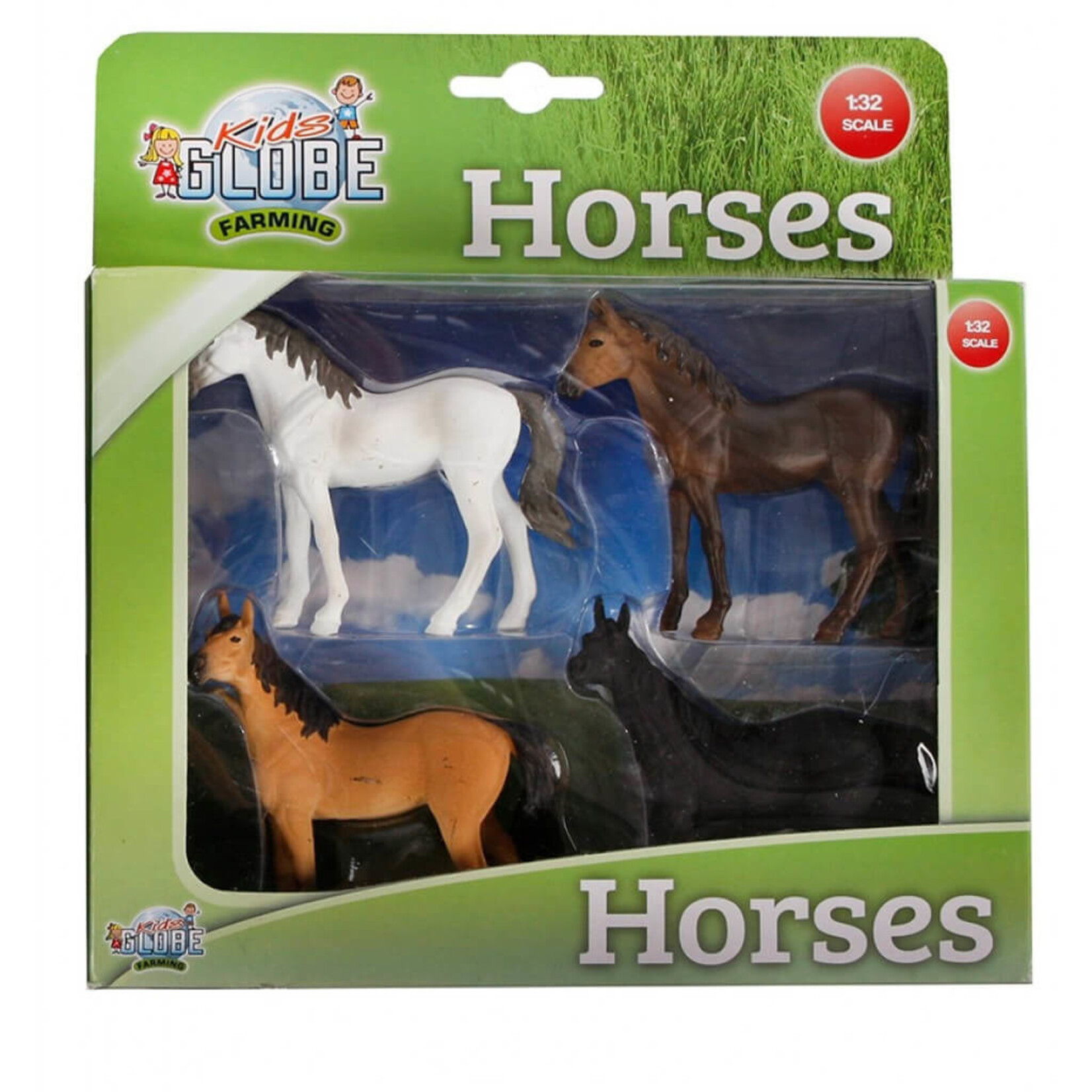 Kids Globe Animaux miniatures Kids Globe Chevaux (4x) – 1:32