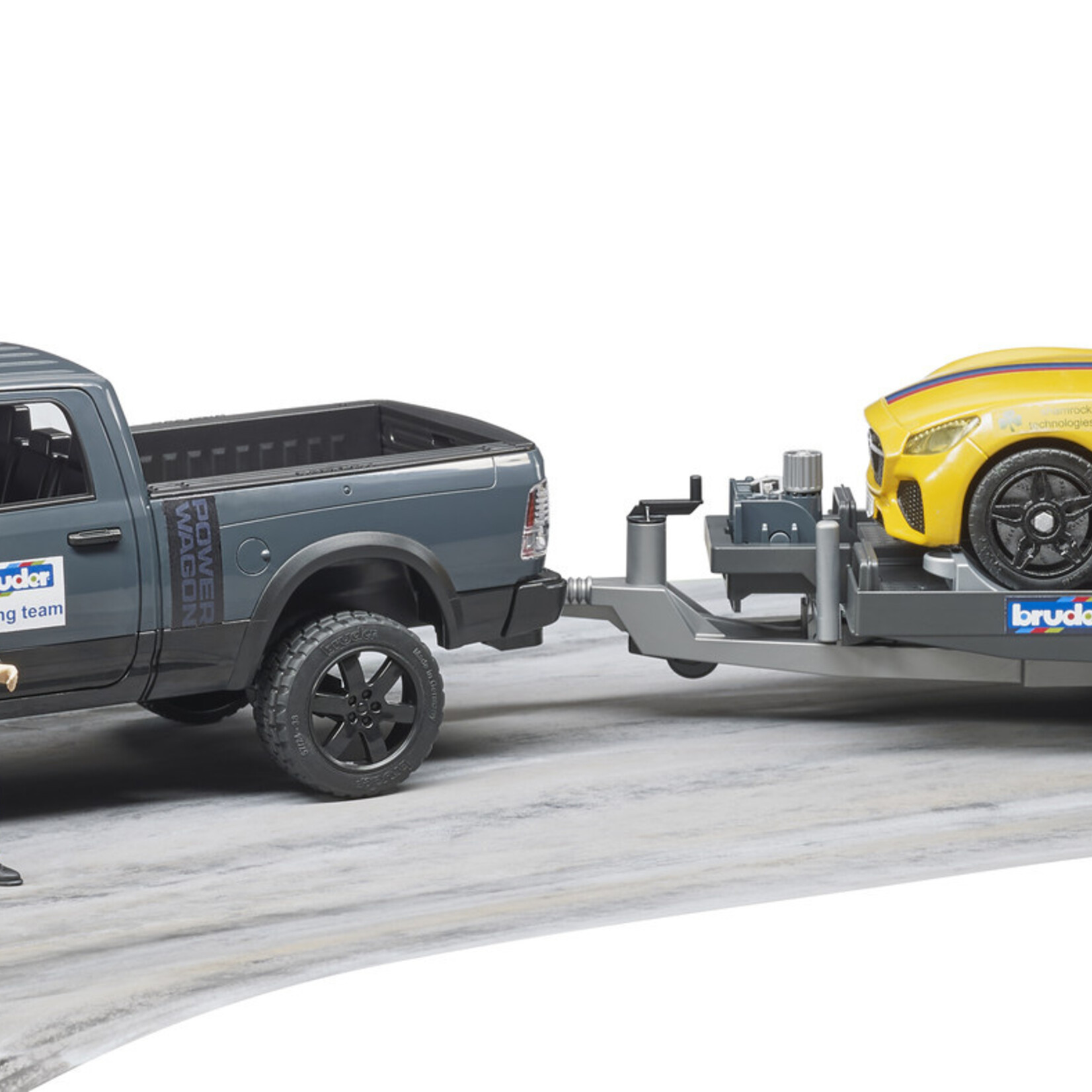 Bruder Voiture miniature Bruder Dodge RAM RAM 2500 Power Wagon et Roadster Racing Team – 1:16